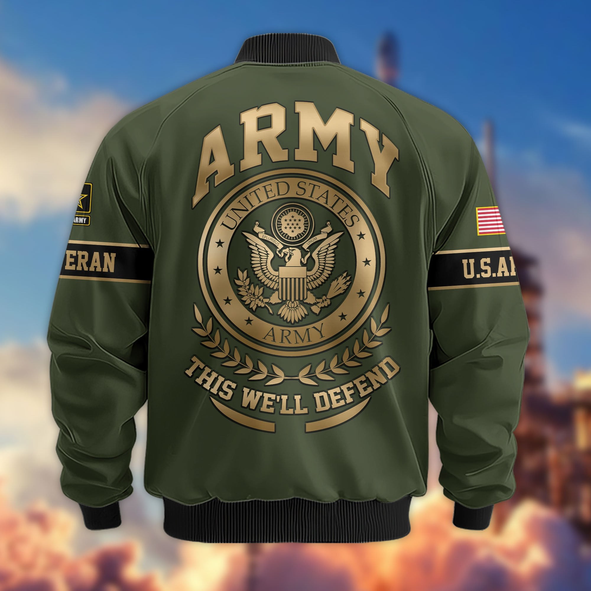 Premium Proudly Served US Veterans Bomber Jacket, Gifts For US Veterans, Gifts For Veterans Day