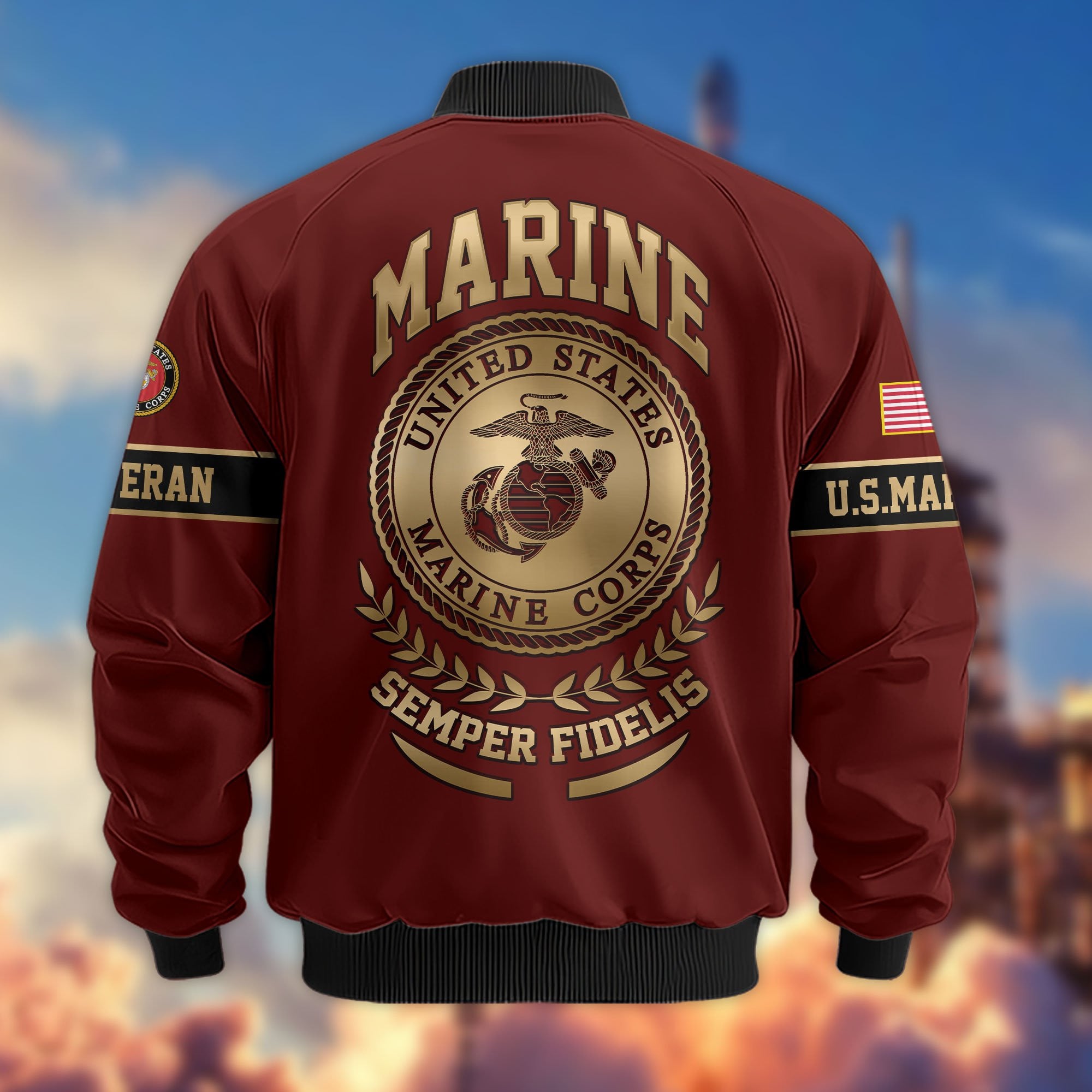 Premium Proudly Served US Veterans Bomber Jacket, Gifts For US Veterans, Gifts For Veterans Day