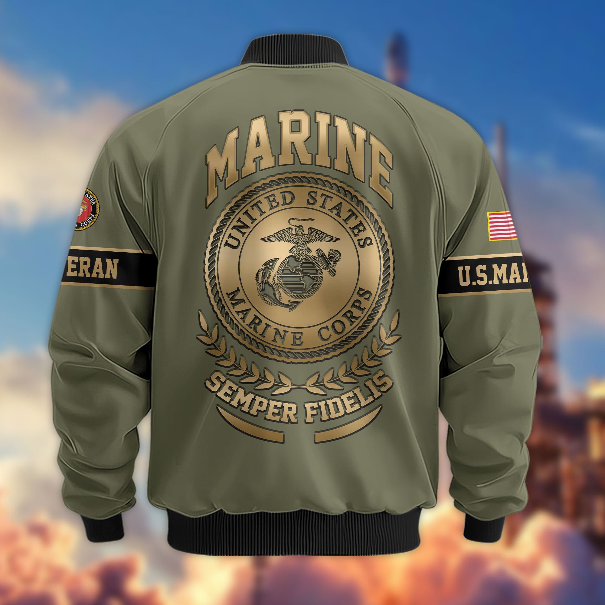 Premium Proudly Served US Veterans Bomber Jacket, Gifts For US Veterans, Gifts For Veterans Day