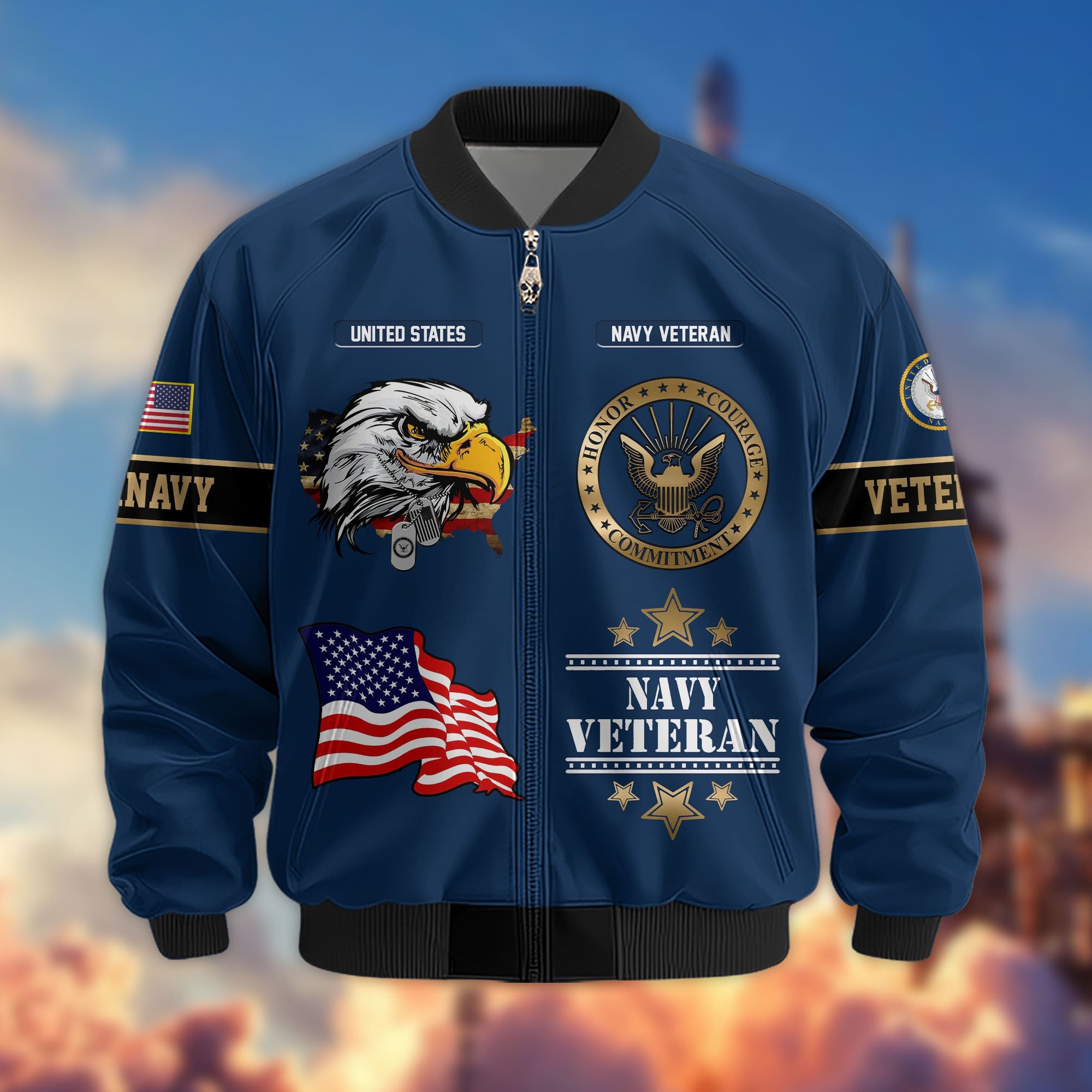 Premium Proudly Served US Veterans Bomber Jacket, Gifts For US Veterans, Gifts For Veterans Day