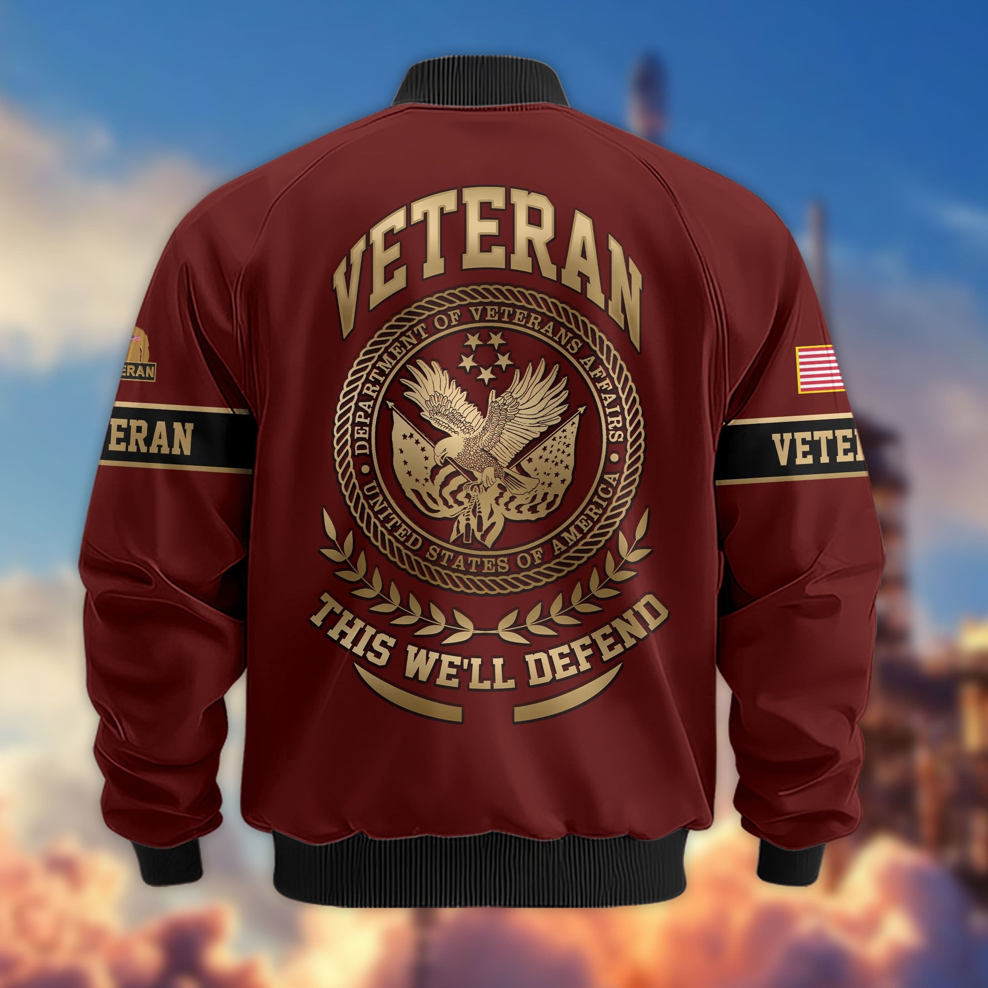 Premium Proudly Served US Veterans Bomber Jacket, Gifts For US Veterans, Gifts For Veterans Day