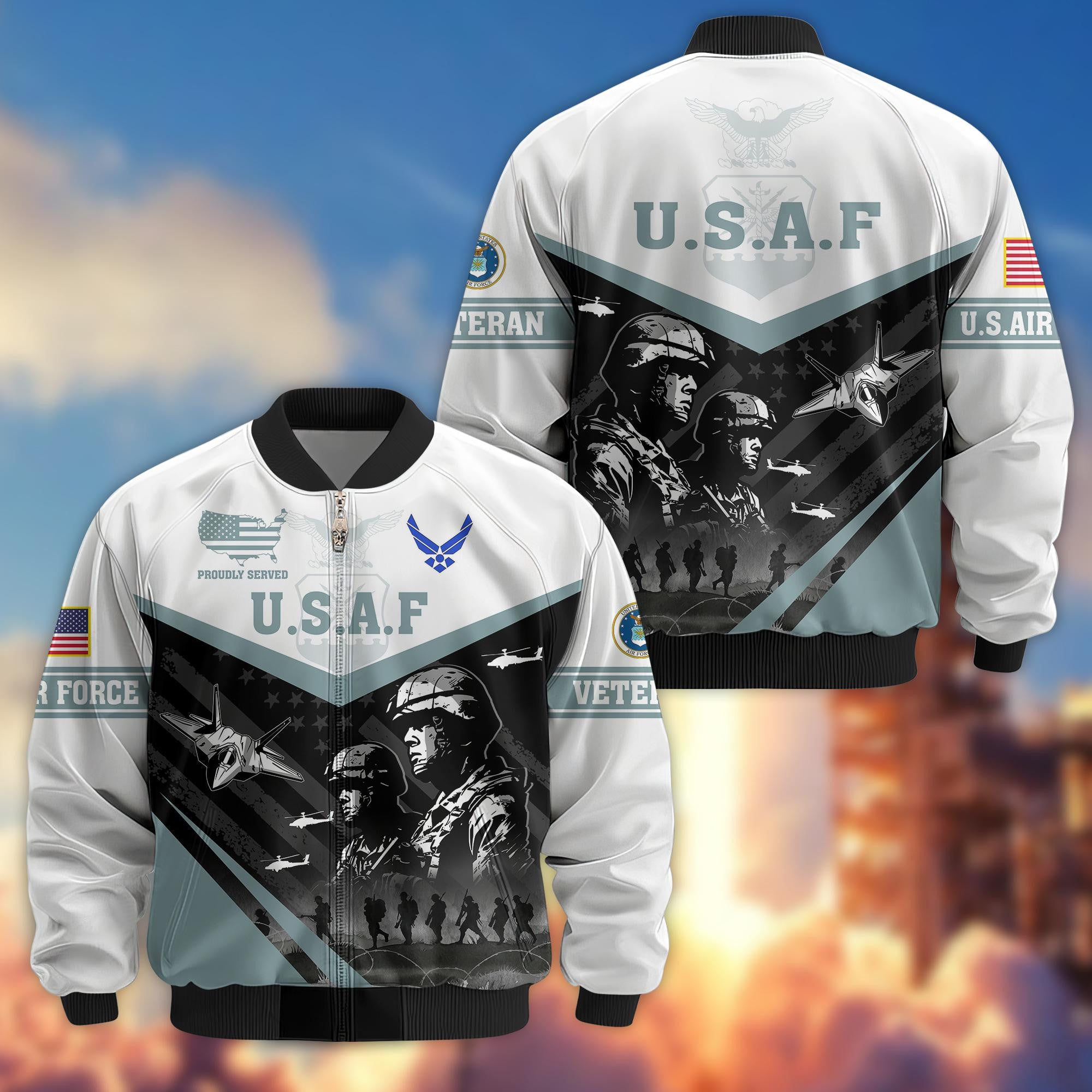 Premium US Veterans Bomber Jacket, Gifts For US Veterans, Gifts For Veterans Day