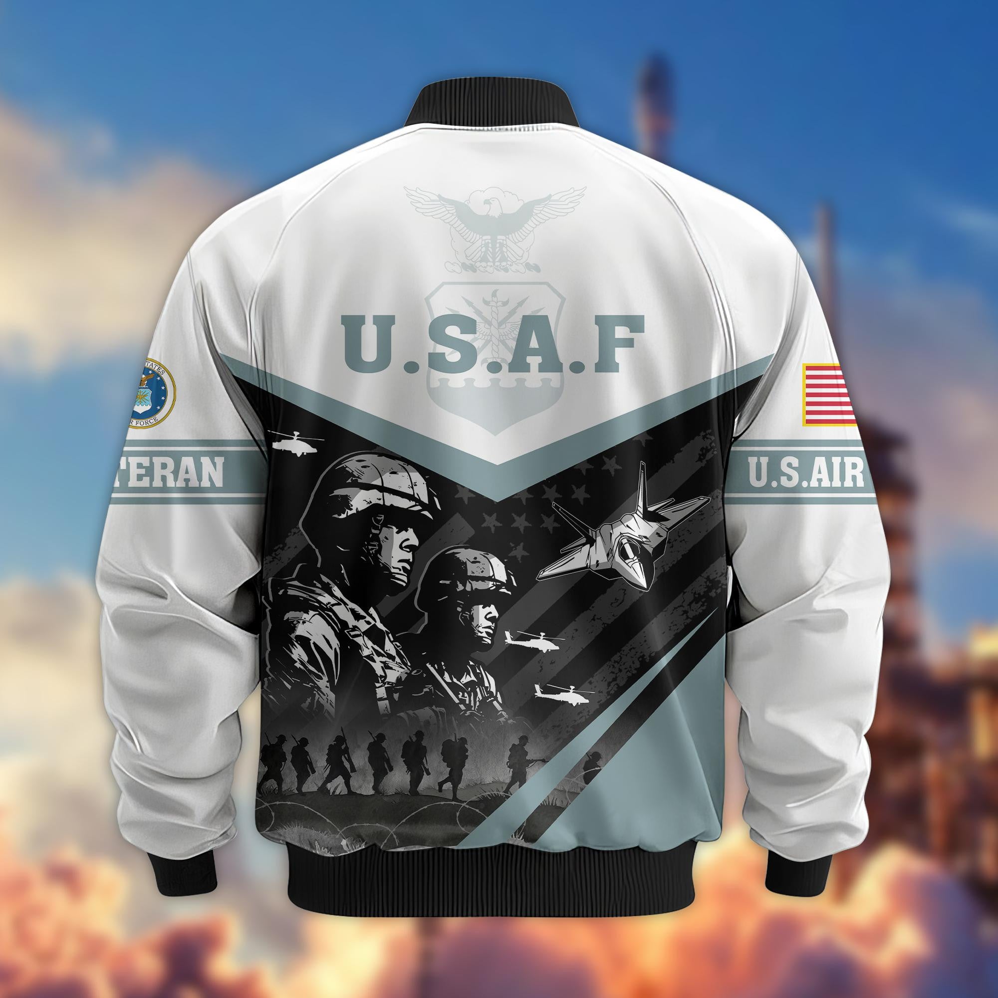 Premium US Veterans Bomber Jacket, Gifts For US Veterans, Gifts For Veterans Day