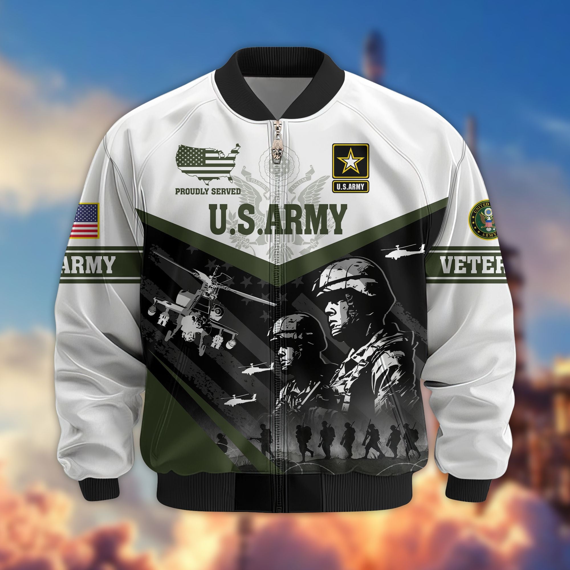 Premium US Veterans Bomber Jacket, Gifts For US Veterans, Gifts For Veterans Day