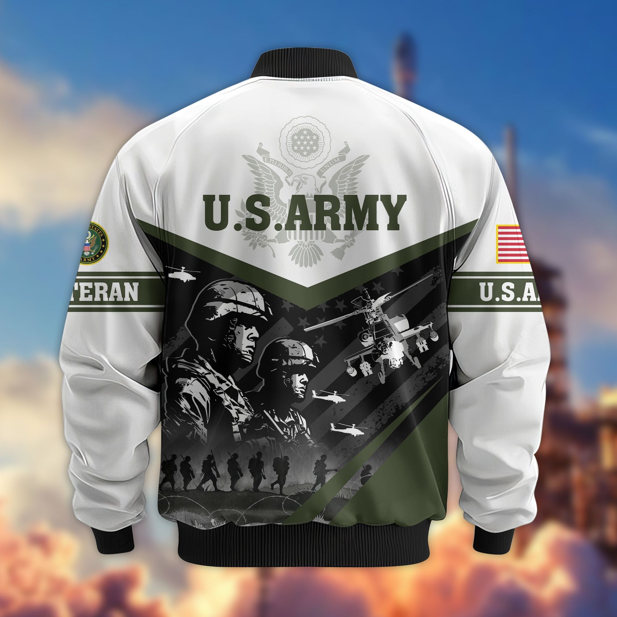 Premium US Veterans Bomber Jacket, Gifts For US Veterans, Gifts For Veterans Day