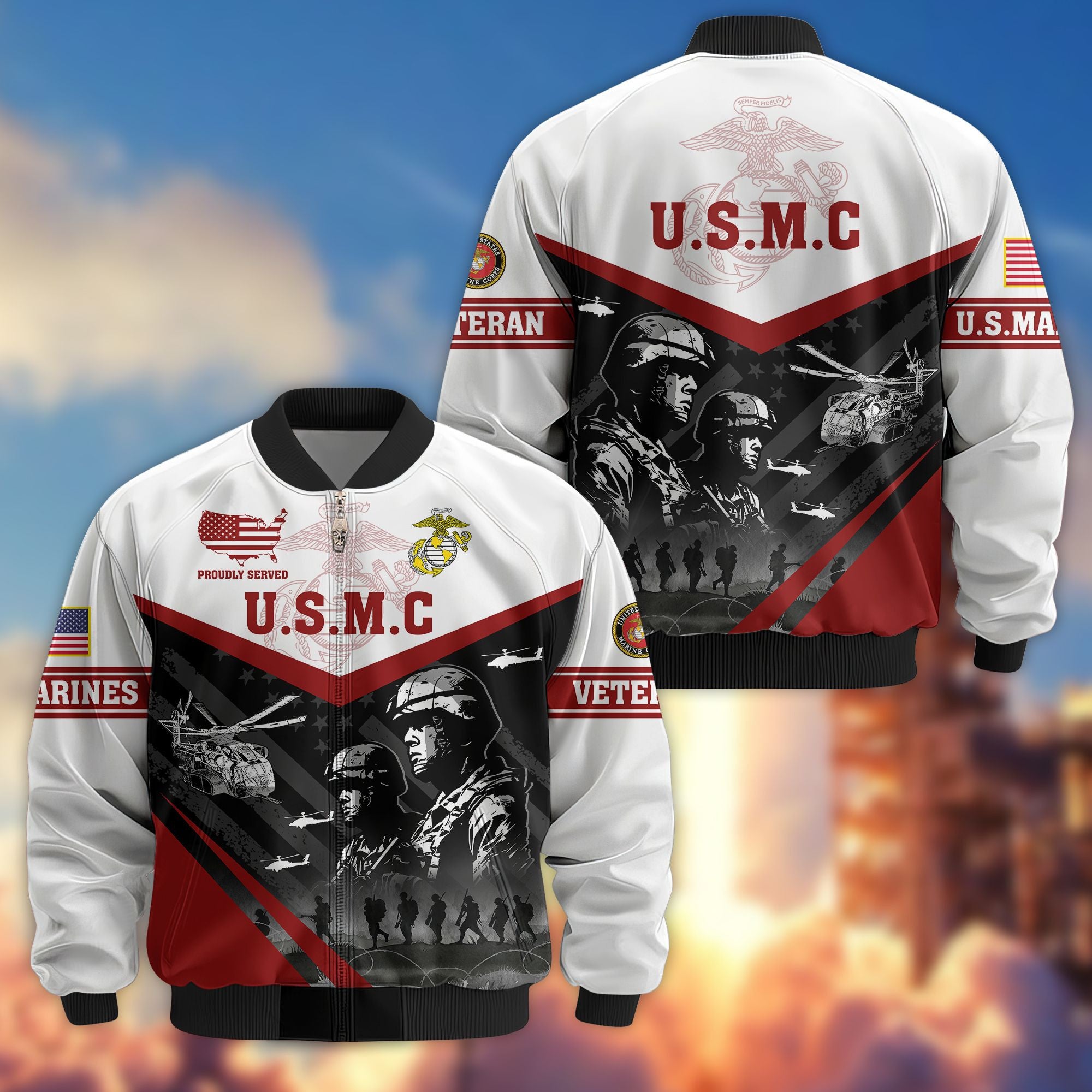 Premium US Veterans Bomber Jacket, Gifts For US Veterans, Gifts For Veterans Day