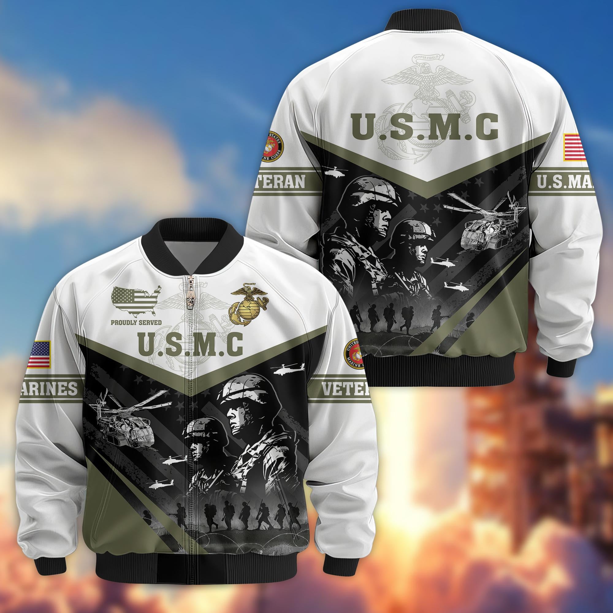 Premium US Veterans Bomber Jacket, Gifts For US Veterans, Gifts For Veterans Day