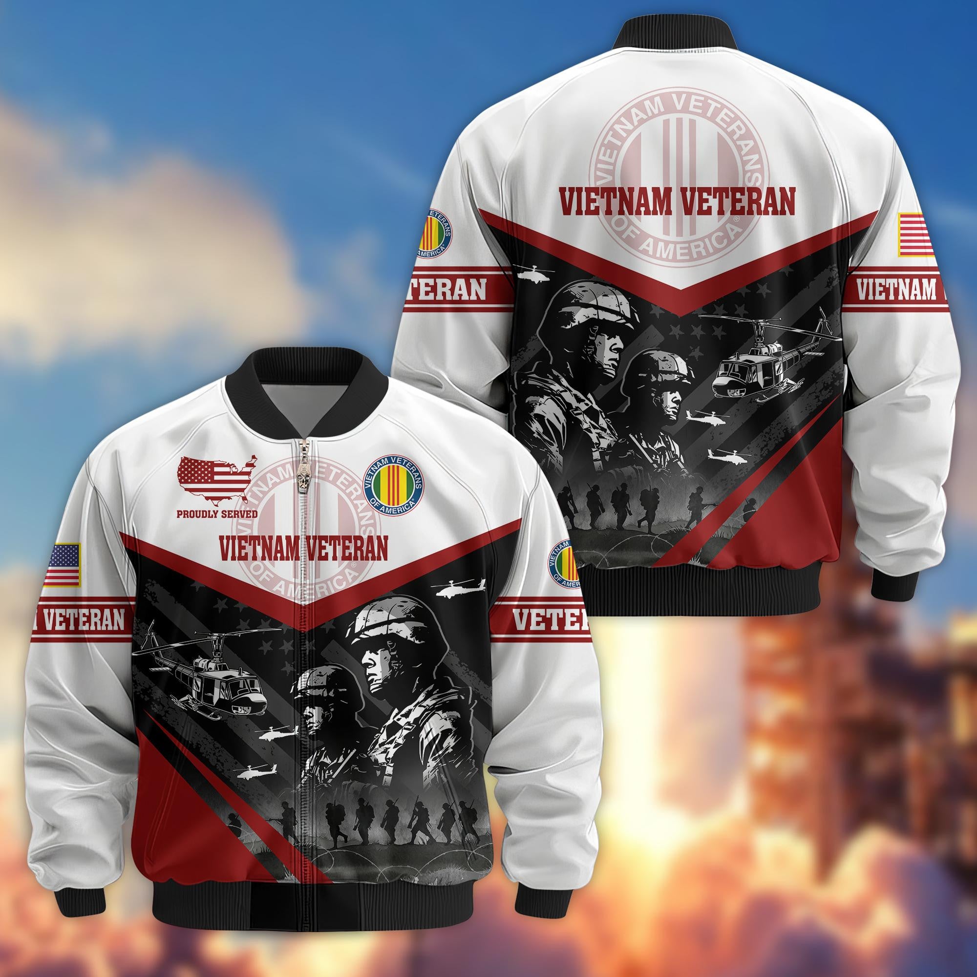 Premium US Veterans Bomber Jacket, Gifts For US Veterans, Gifts For Veterans Day