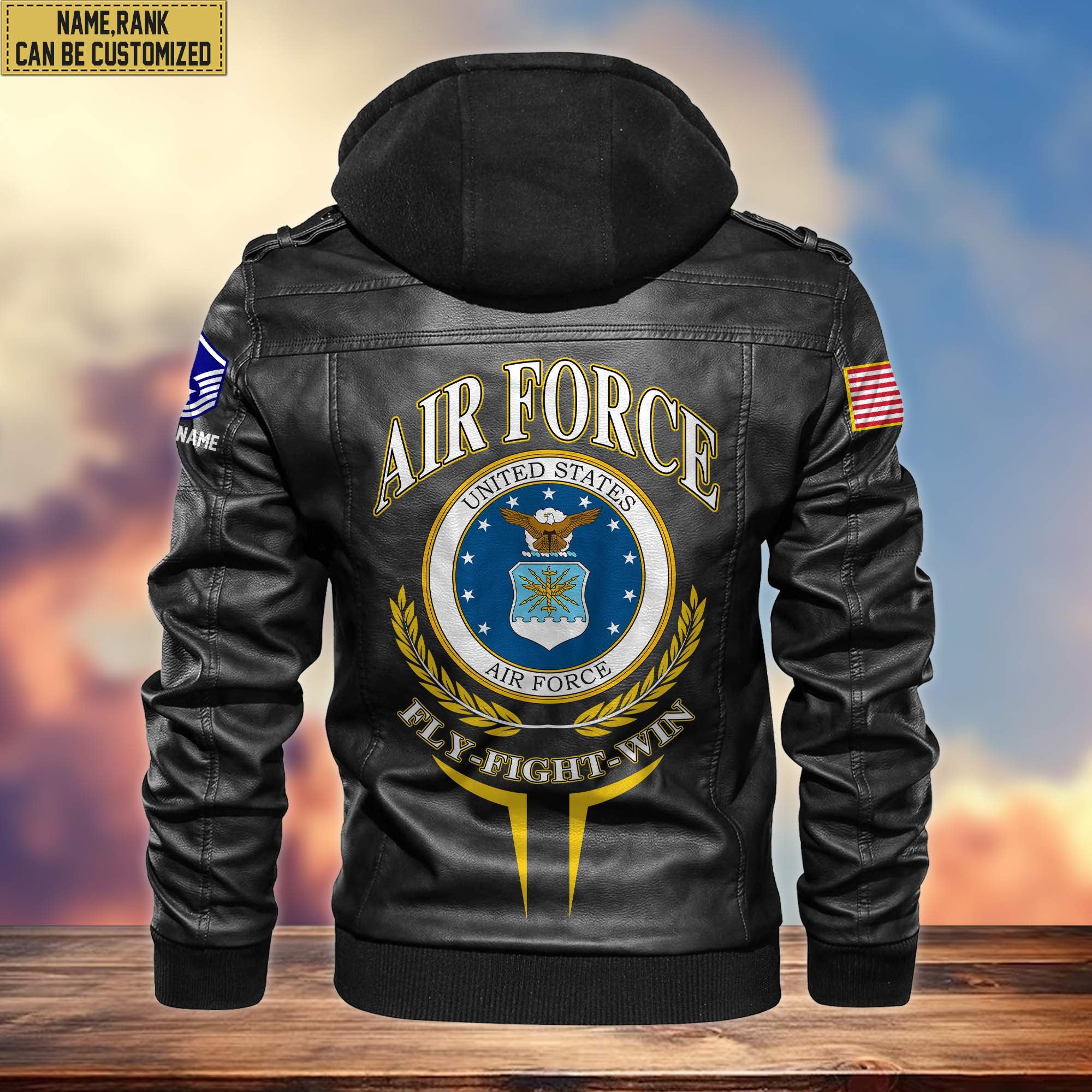 Premium USAF Leather Jacket, Custom Name, Rank, Gifts For Air Force Veteran