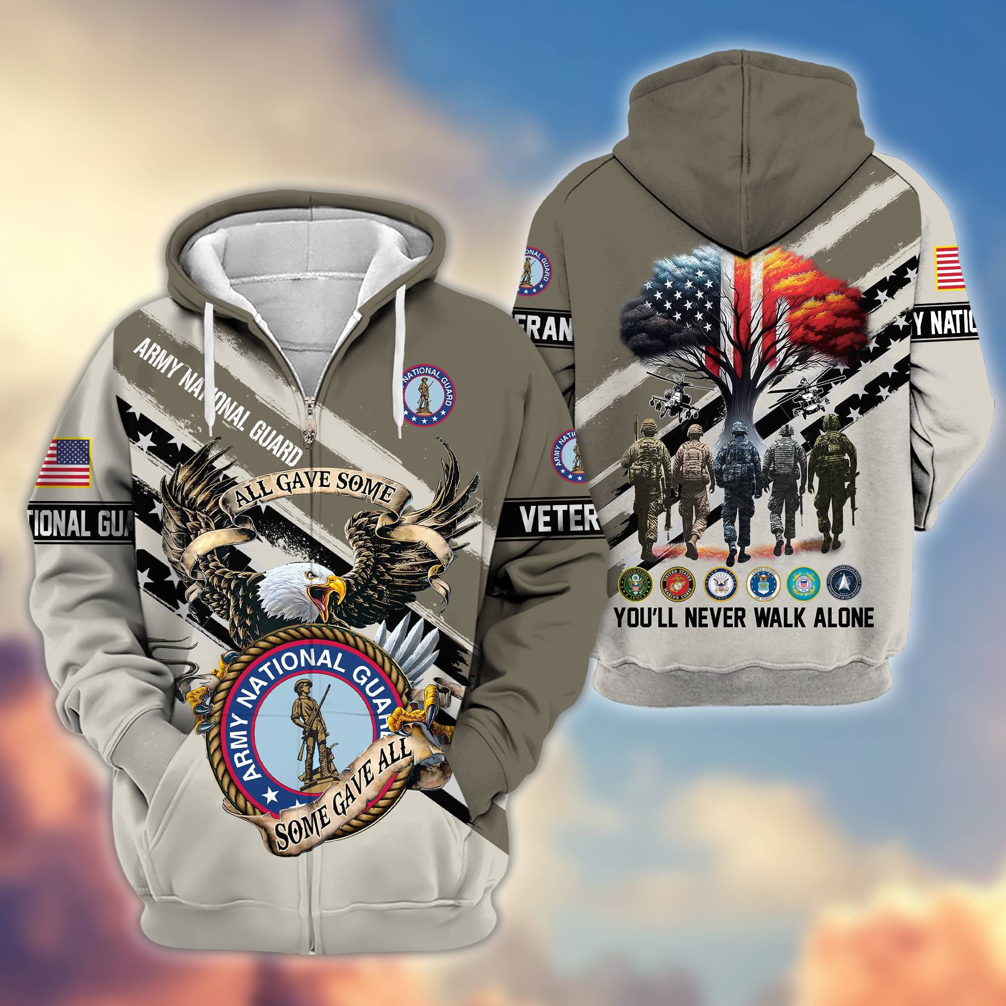 Premium All Gave Some Some Gave All US Veterans Zip Hoodie, Gifts For US Veterans, Gifts For Veterans Day