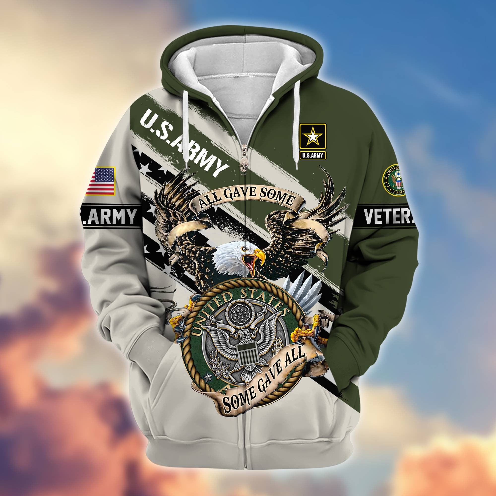 Premium All Gave Some Some Gave All US Veterans Zip Hoodie, Gifts For US Veterans, Gifts For Veterans Day