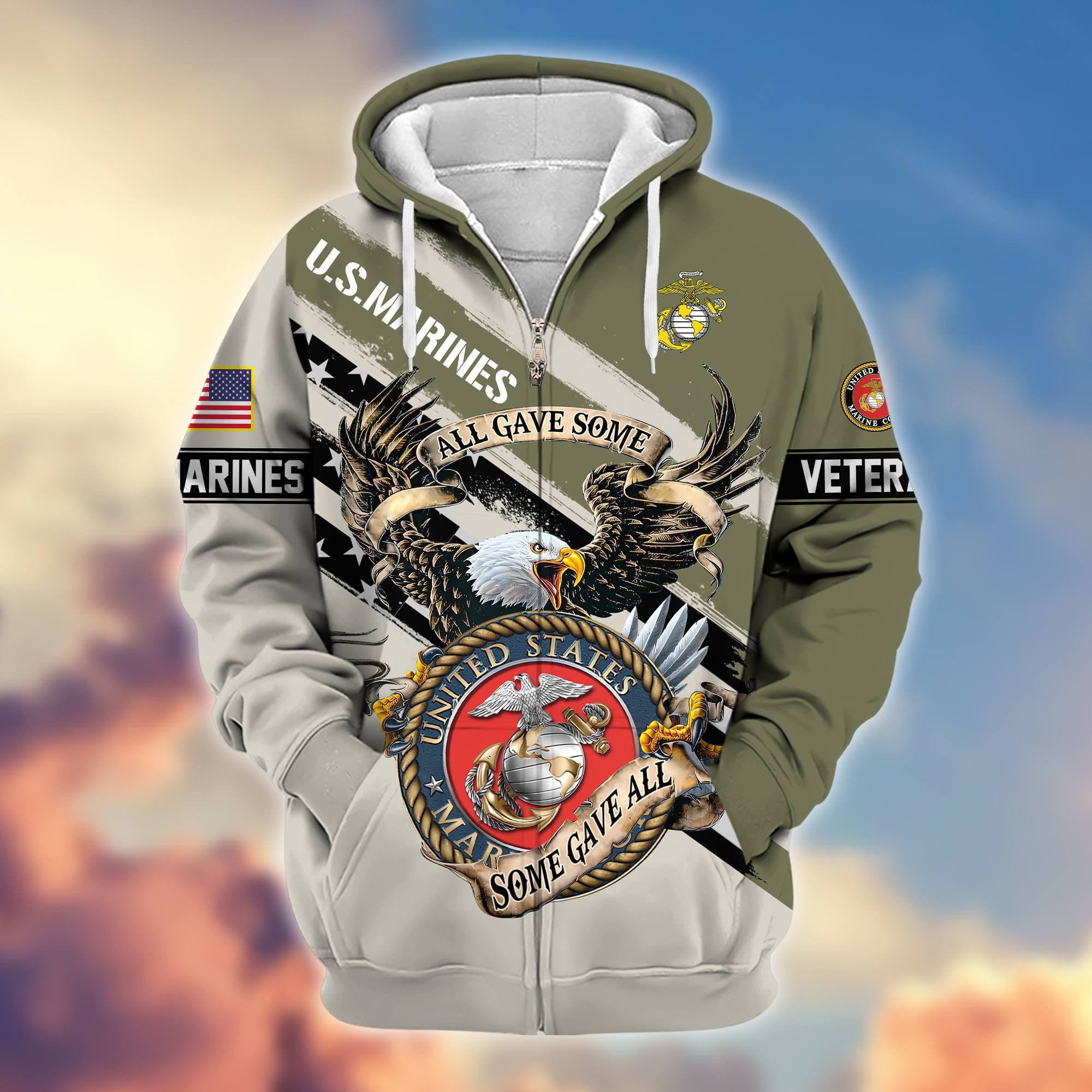 Premium All Gave Some Some Gave All US Veterans Zip Hoodie, Gifts For US Veterans, Gifts For Veterans Day