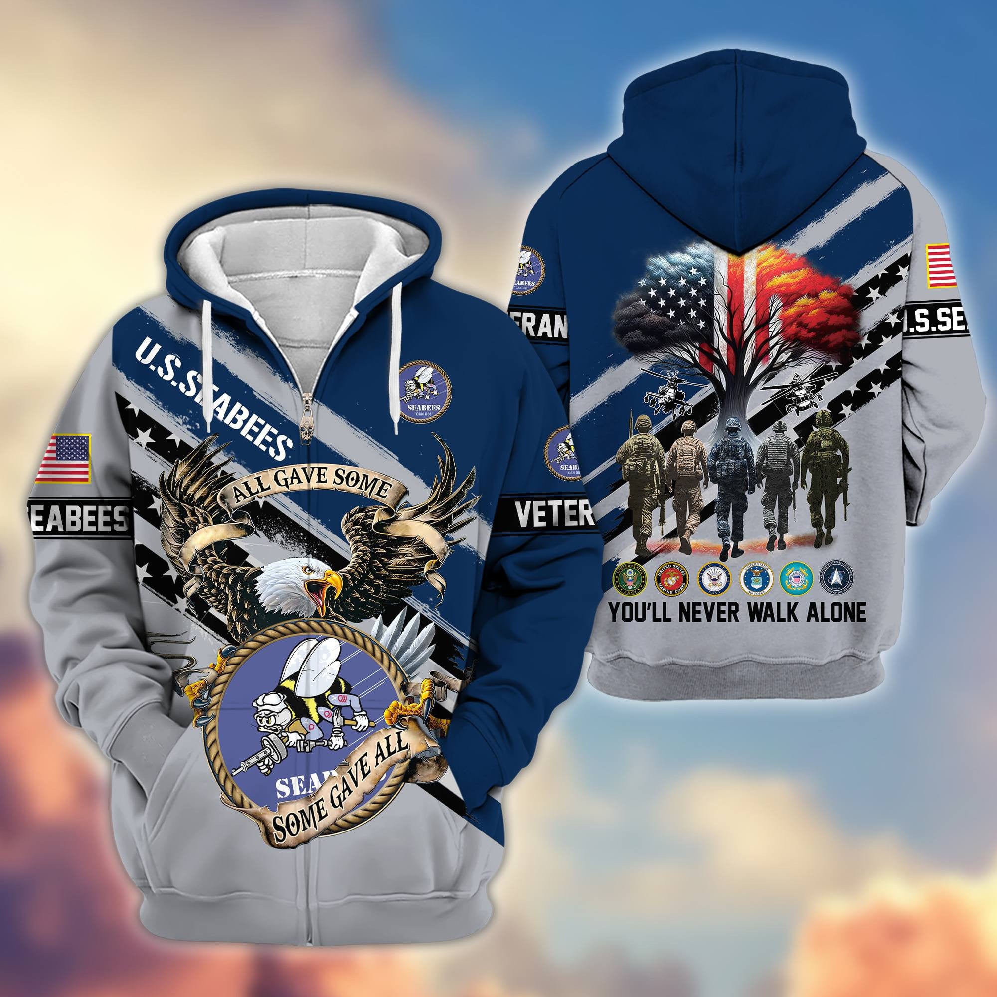 Premium All Gave Some Some Gave All US Veterans Zip Hoodie, Gifts For US Veterans, Gifts For Veterans Day