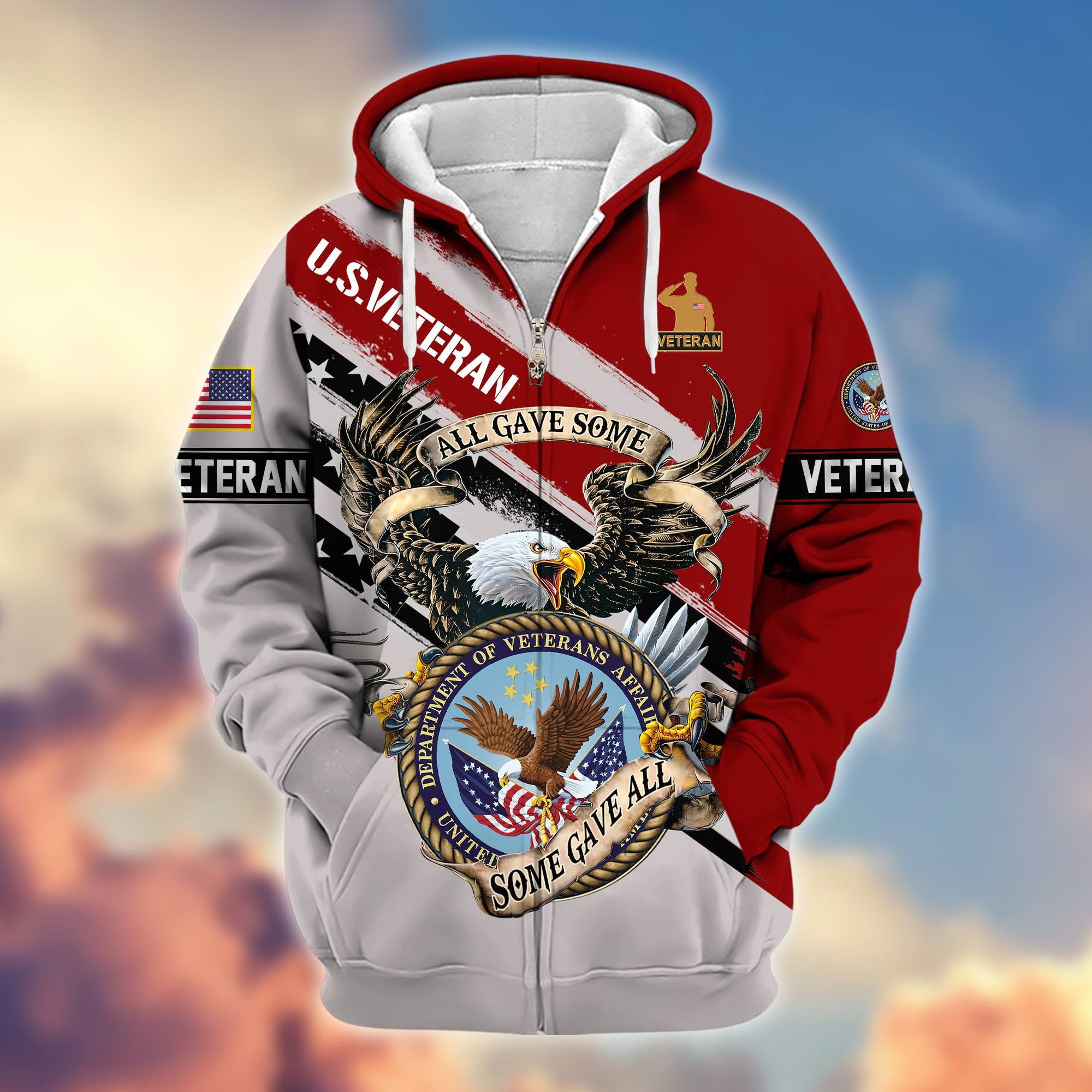 Premium All Gave Some Some Gave All US Veterans Zip Hoodie, Gifts For US Veterans, Gifts For Veterans Day
