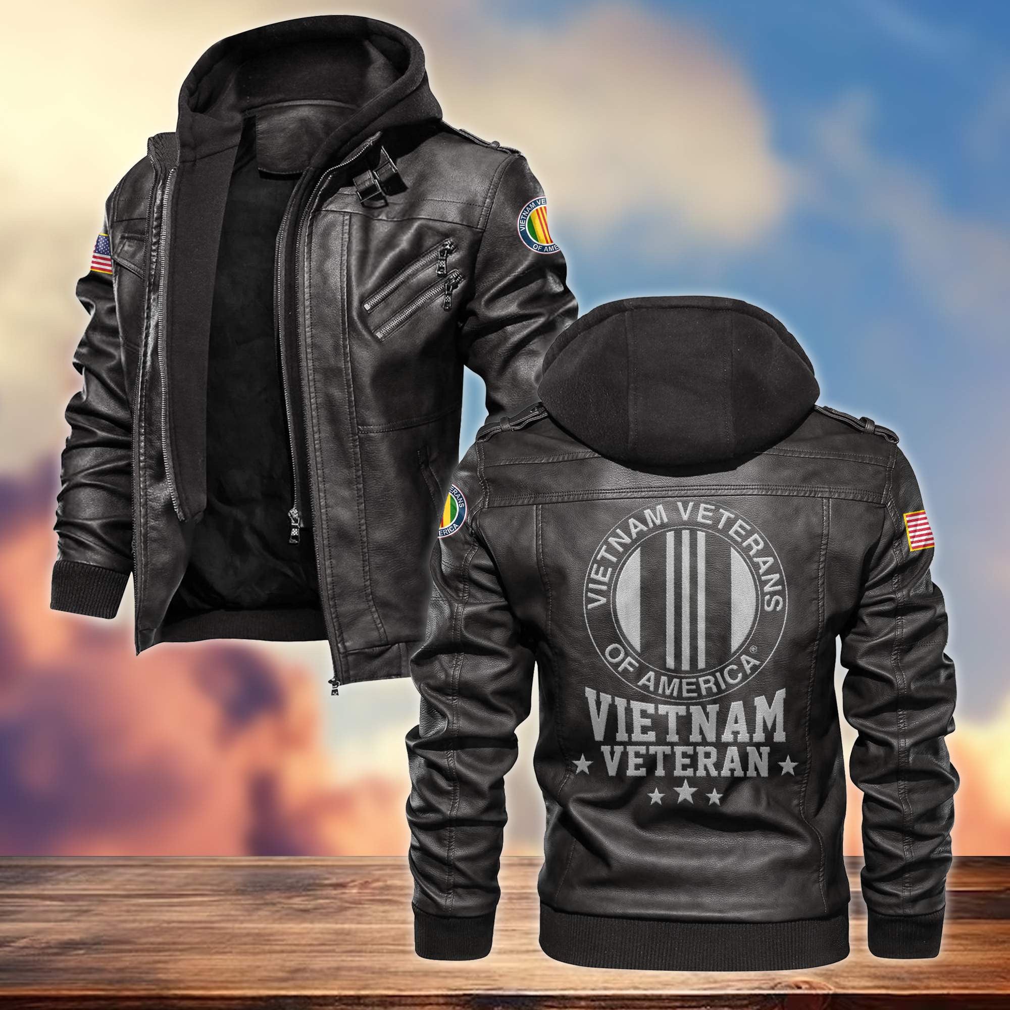 Premium US Veterans Leather Jacket, Gifts For US Veterans