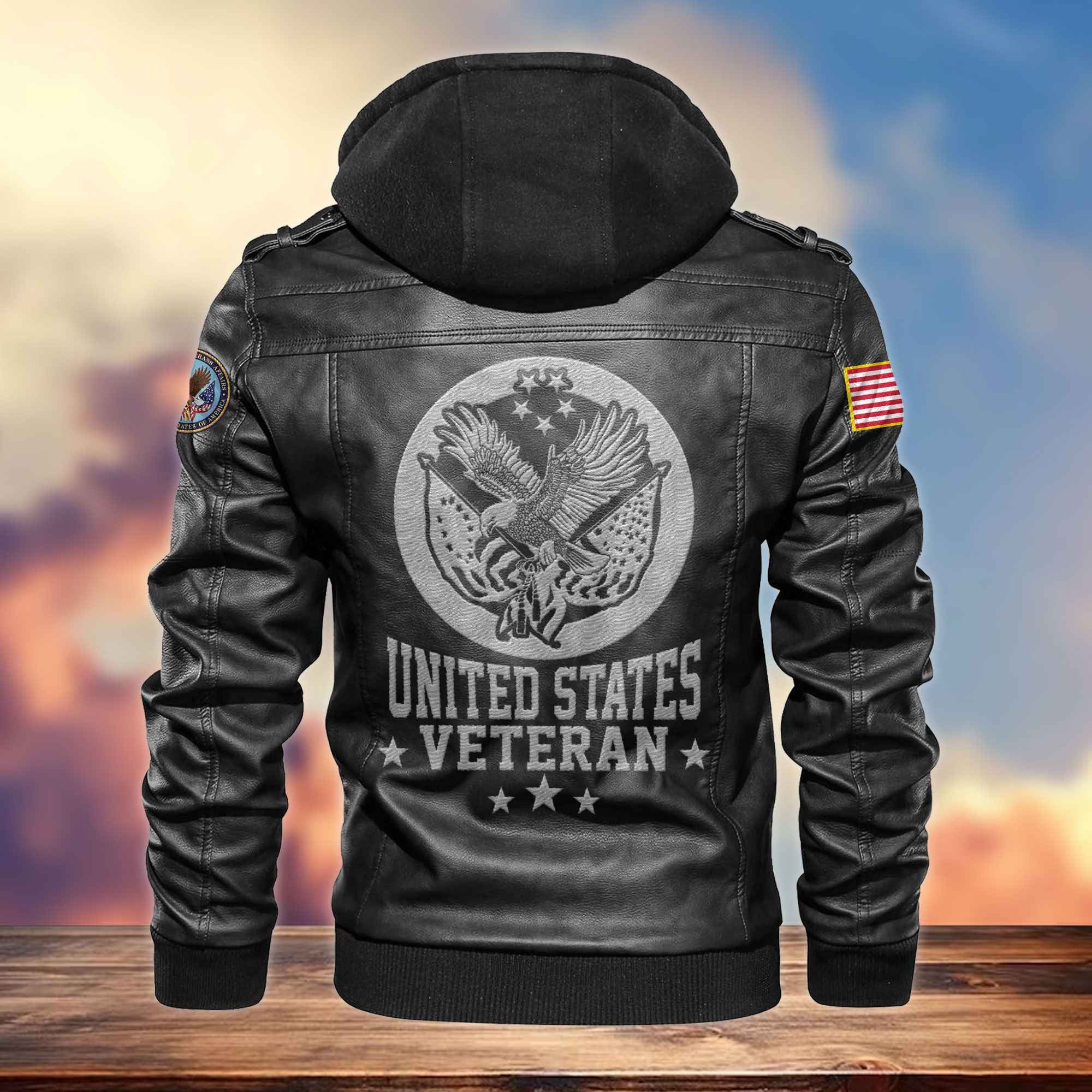 Premium US Veterans Leather Jacket, Gifts For US Veterans