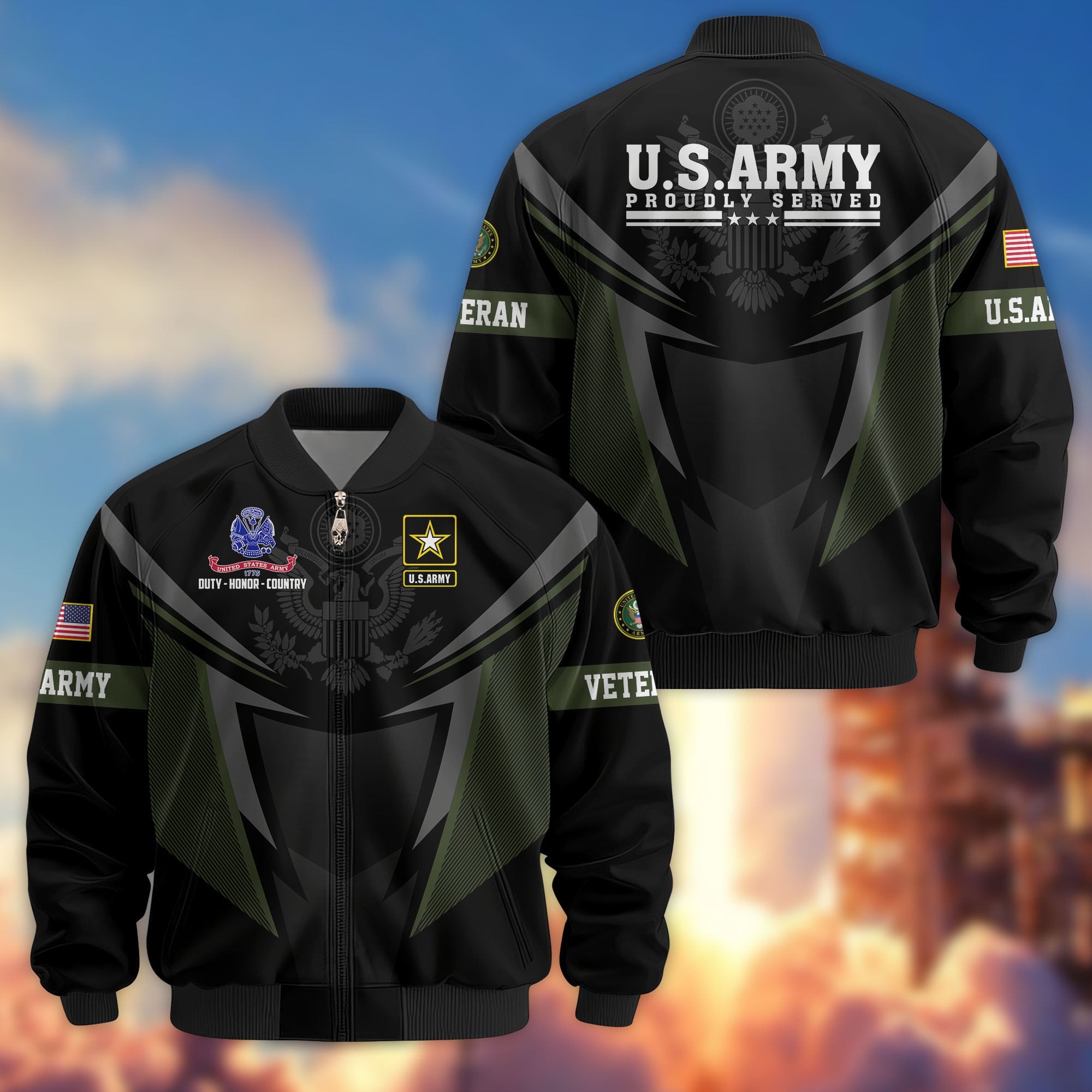 Premium US Veterans Bomber Jacket, Gifts For US Veterans, Gifts For Veterans Day