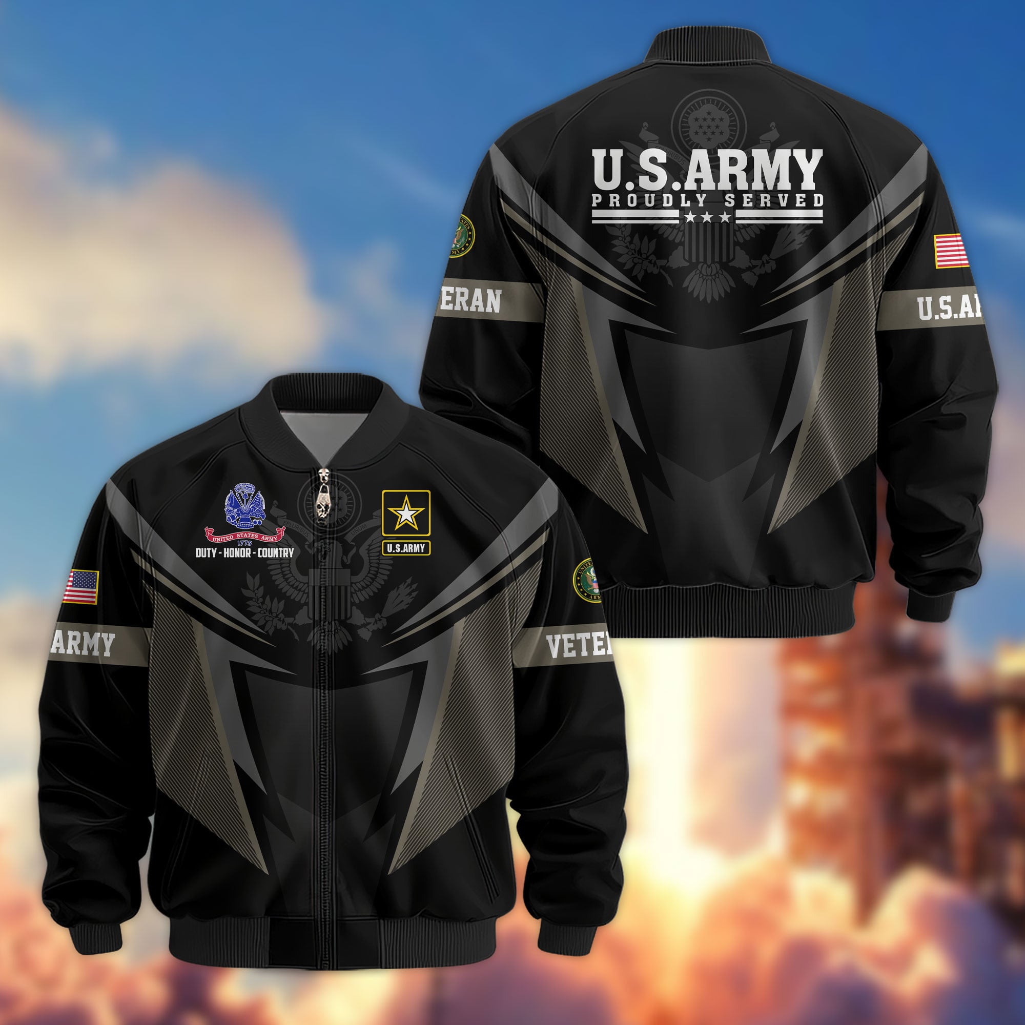 Premium US Veterans Bomber Jacket, Gifts For US Veterans, Gifts For Veterans Day