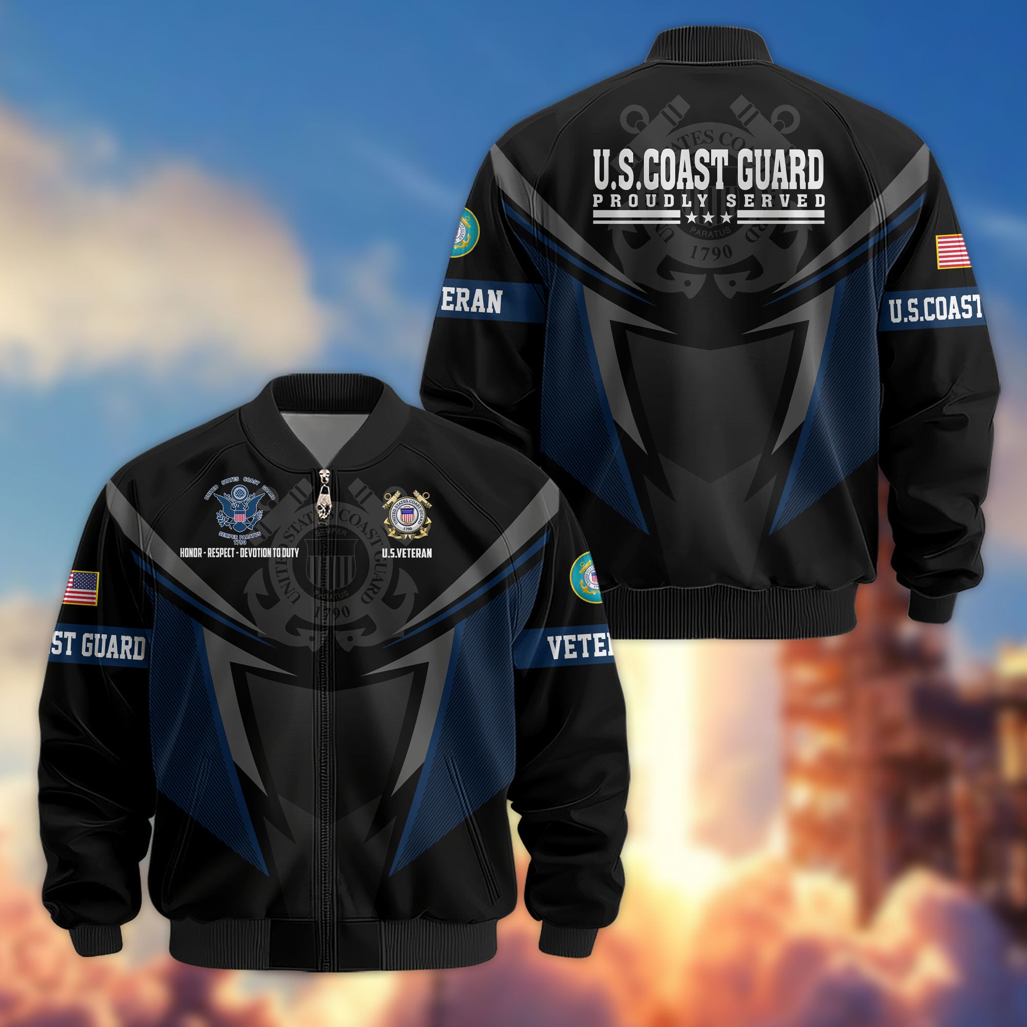Premium US Veterans Bomber Jacket, Gifts For US Veterans, Gifts For Veterans Day