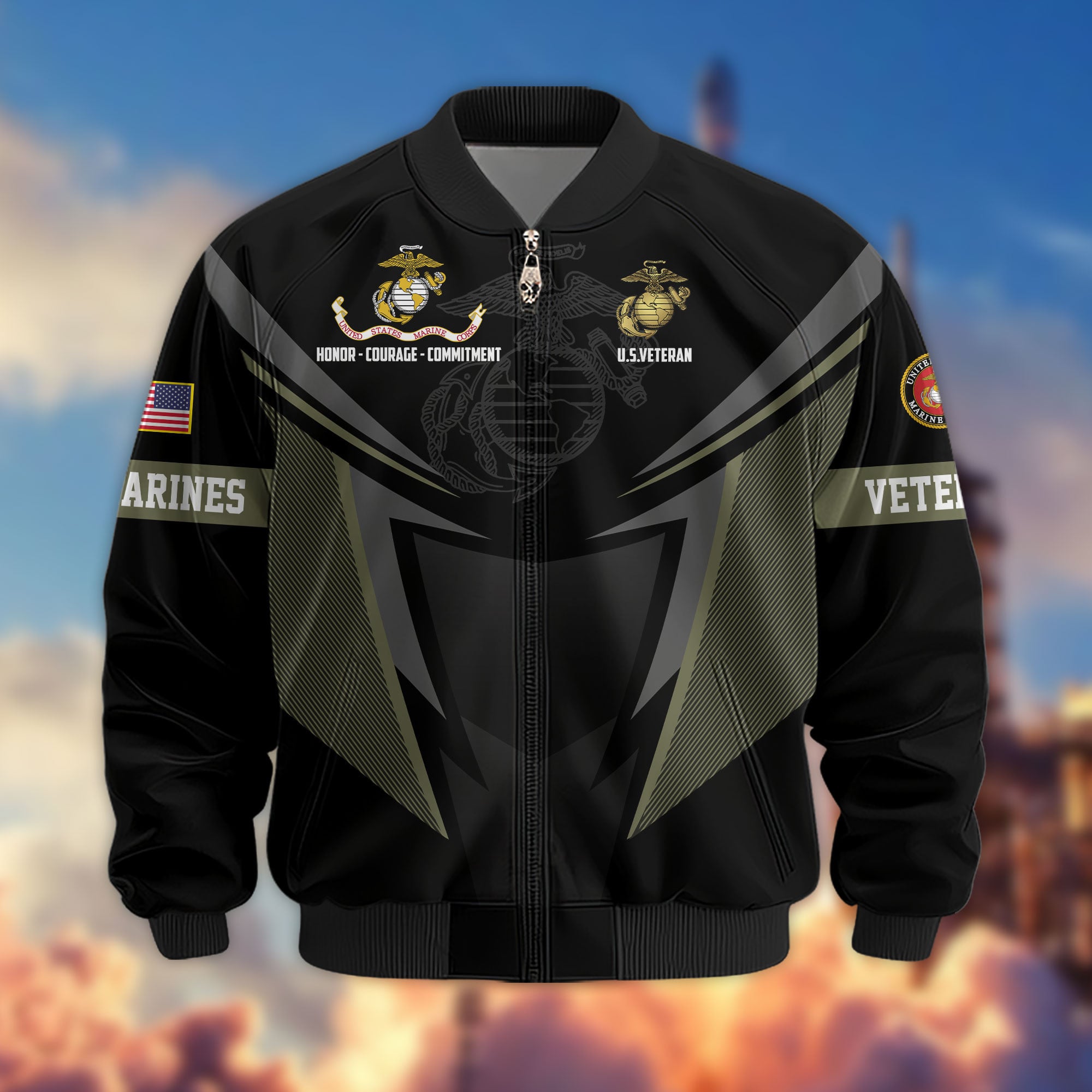 Premium US Veterans Bomber Jacket, Gifts For US Veterans, Gifts For Veterans Day