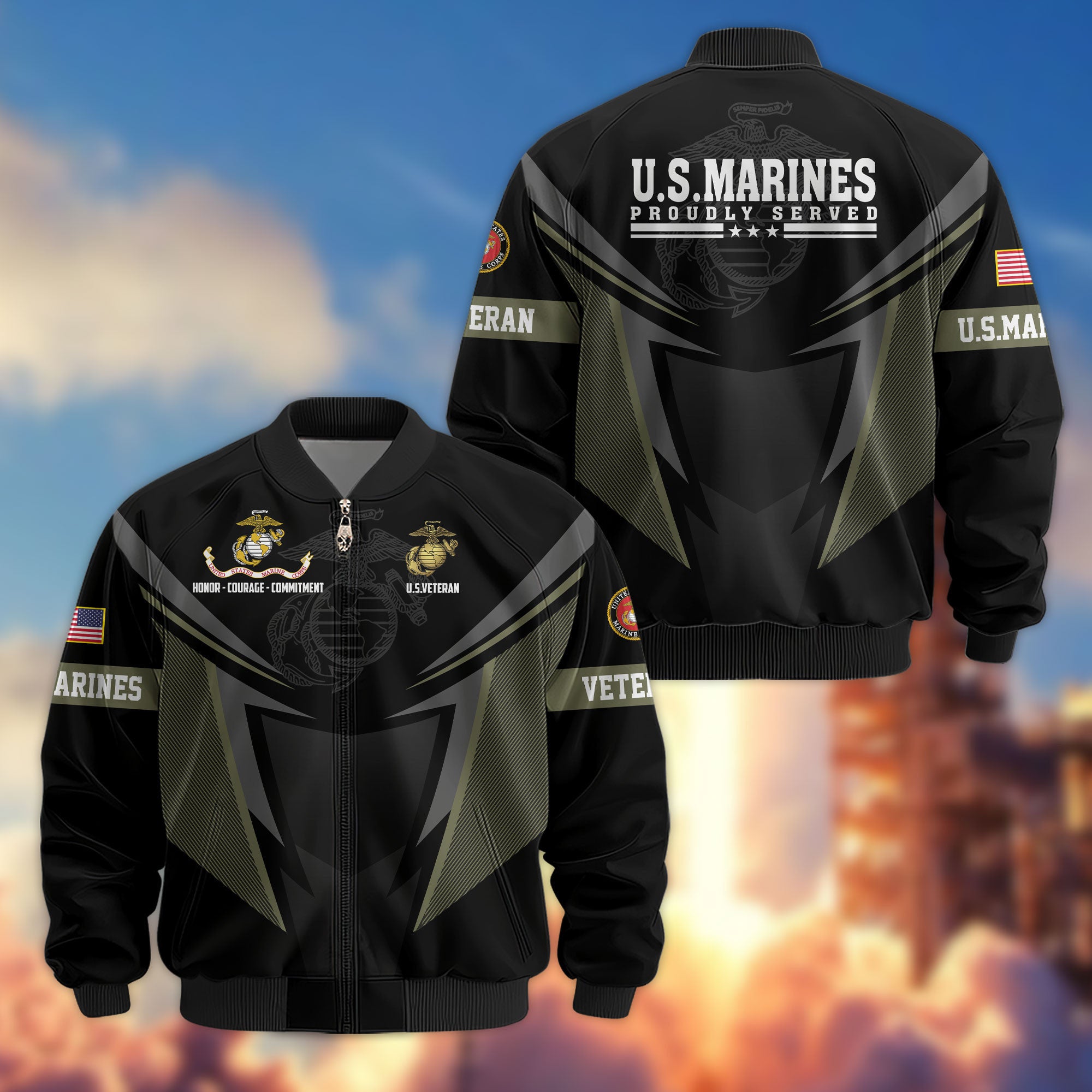 Premium US Veterans Bomber Jacket, Gifts For US Veterans, Gifts For Veterans Day