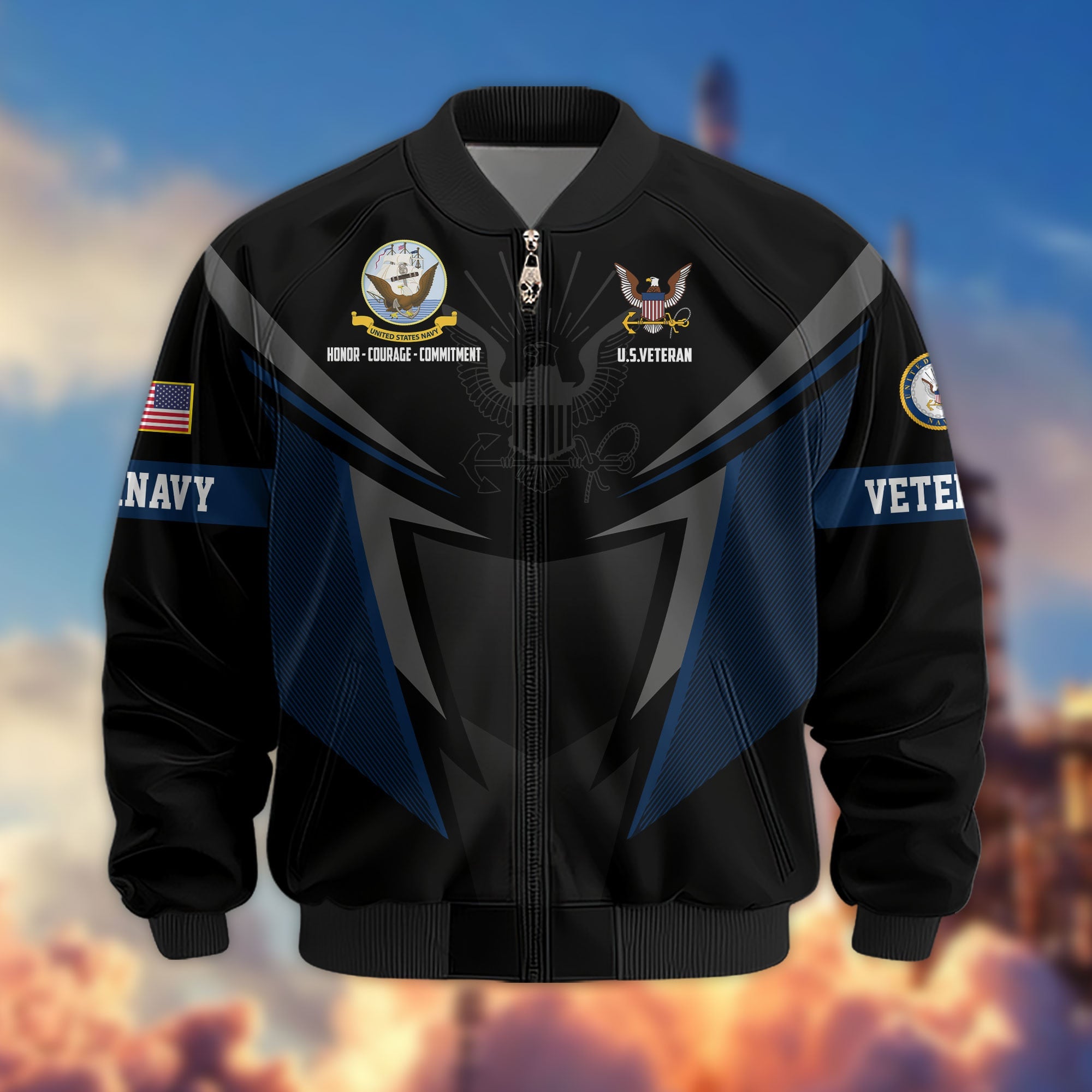 Premium US Veterans Bomber Jacket, Gifts For US Veterans, Gifts For Veterans Day