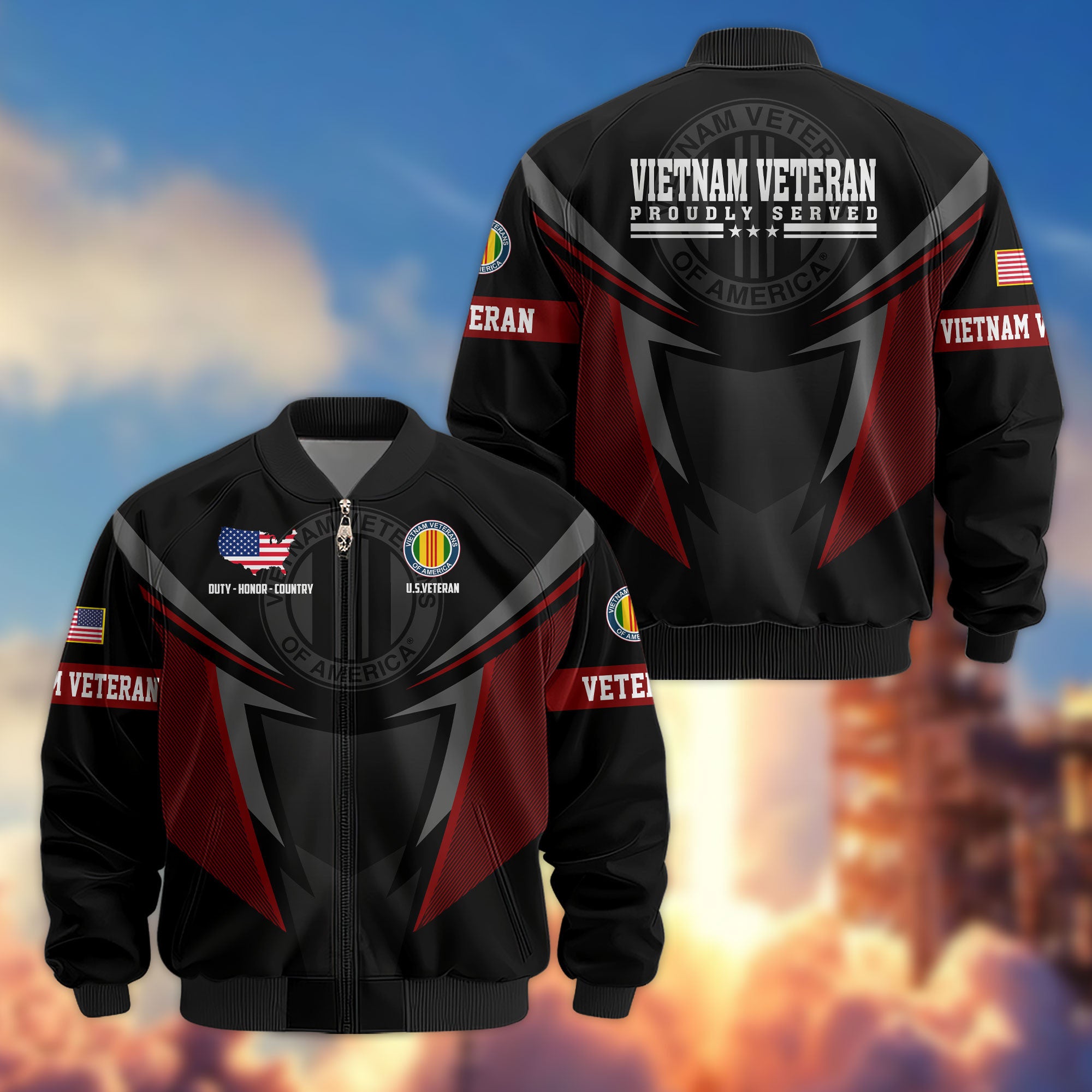 Premium US Veterans Bomber Jacket, Gifts For US Veterans, Gifts For Veterans Day