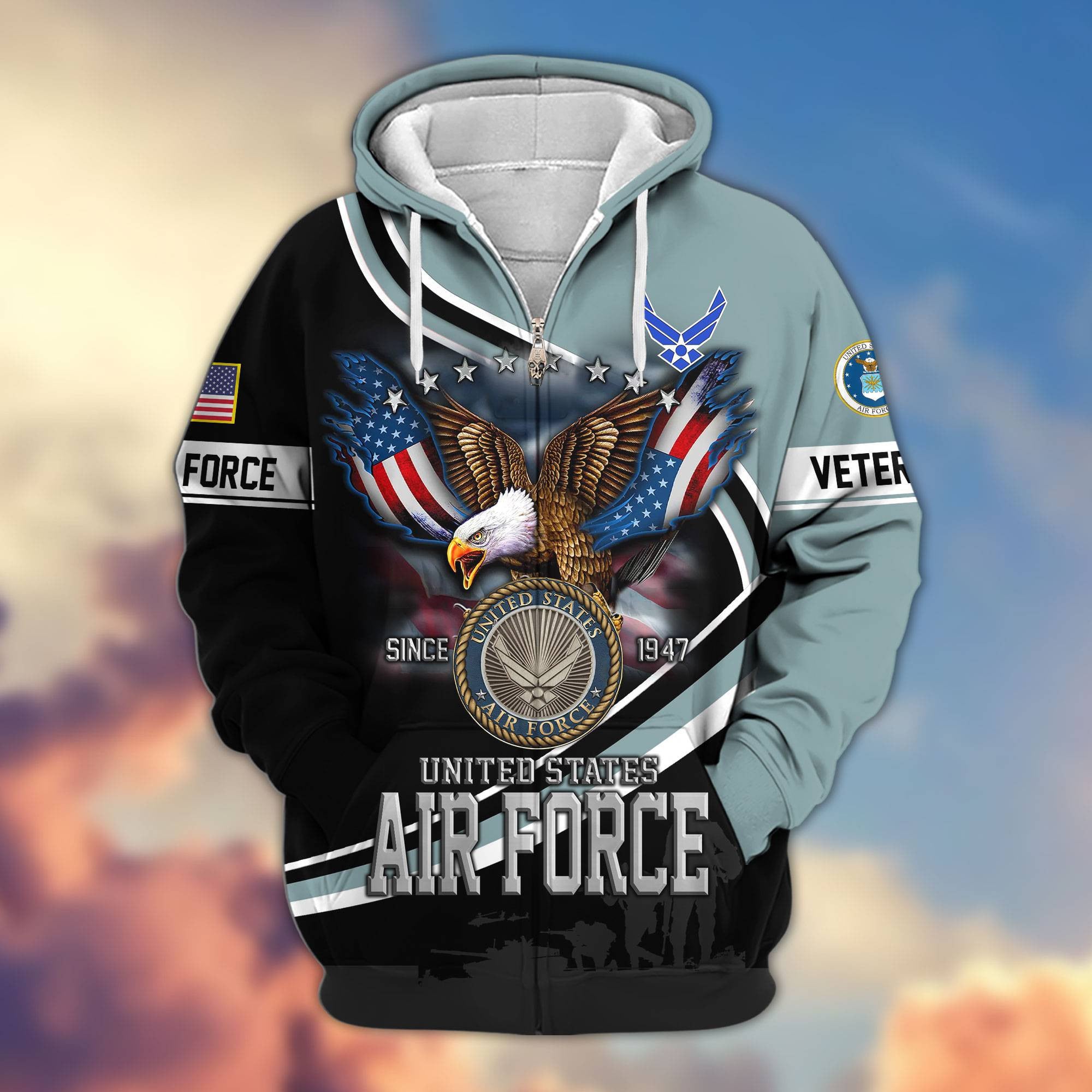 Premium US Veterans Zip Hoodie, Gifts For US Veterans