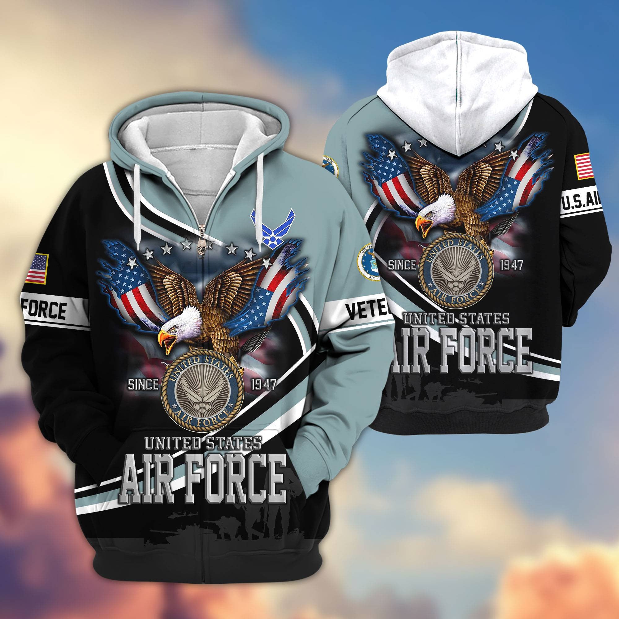 Premium US Veterans Zip Hoodie, Gifts For US Veterans