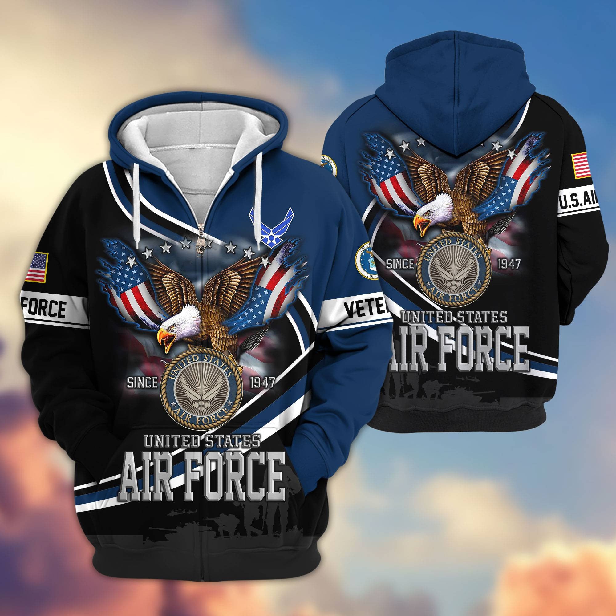 Premium US Veterans Zip Hoodie, Gifts For US Veterans