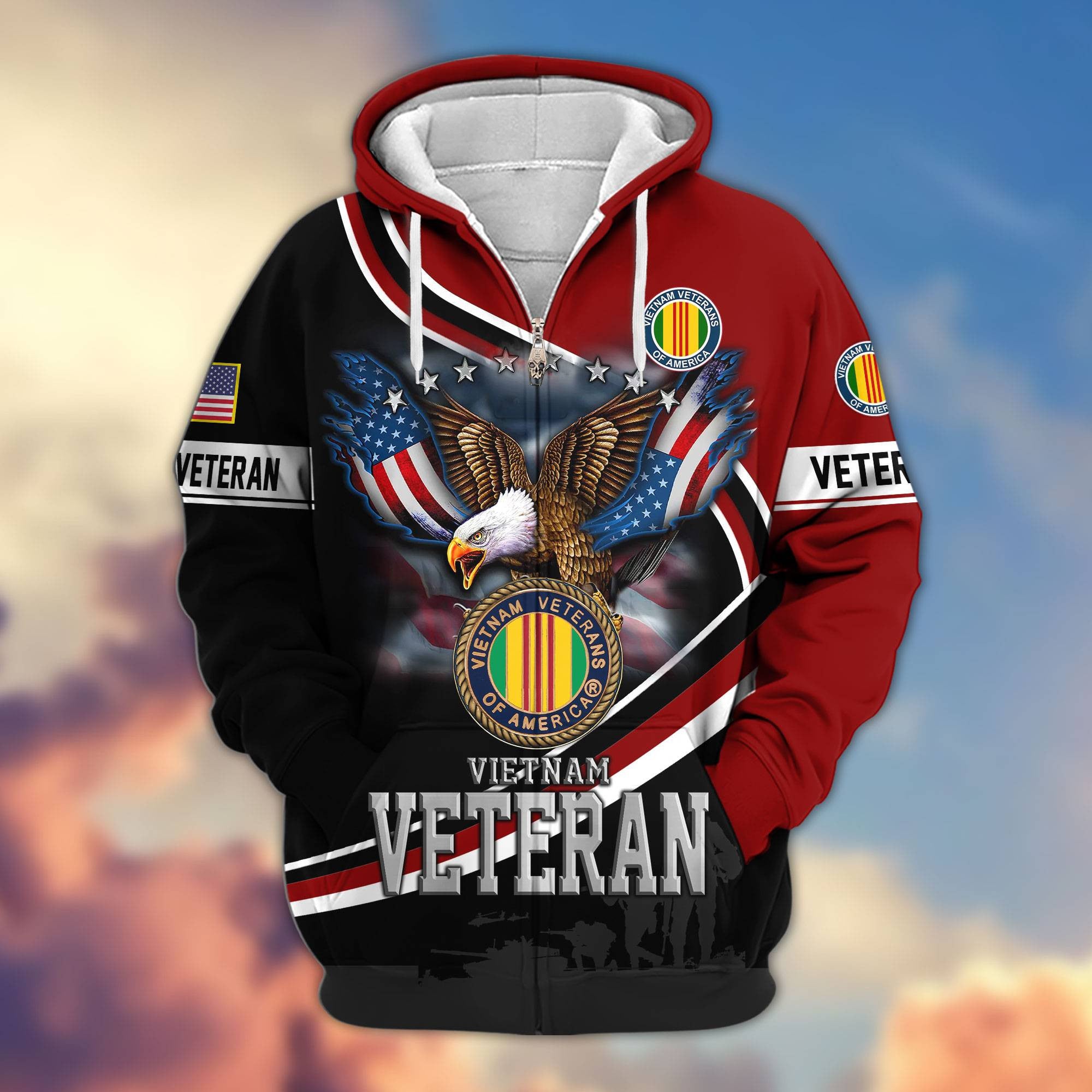 Premium US Veterans Zip Hoodie, Gifts For US Veterans