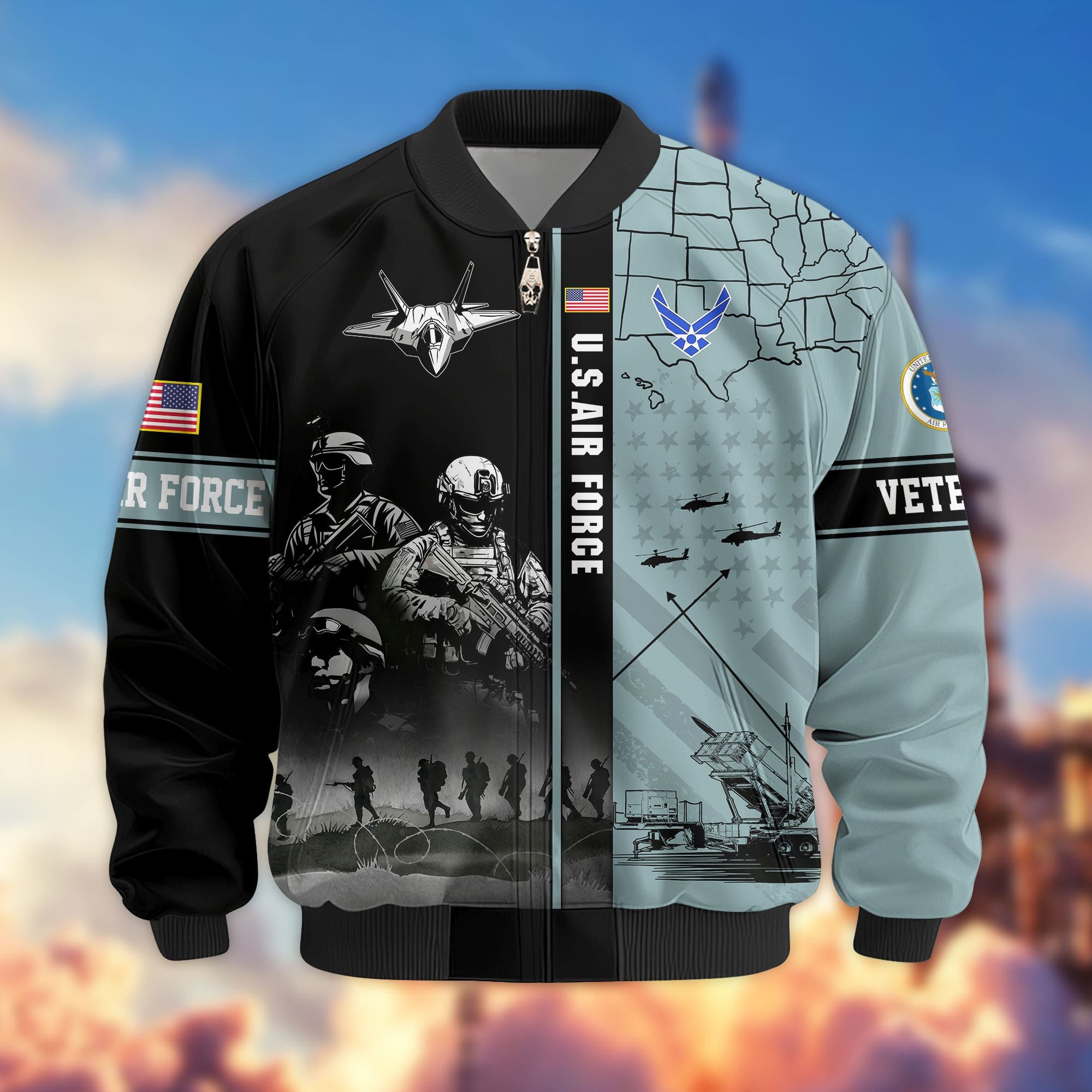 Premium US Veterans Bomber Jacket, Gifts For US Veterans, Gifts For Veterans Day