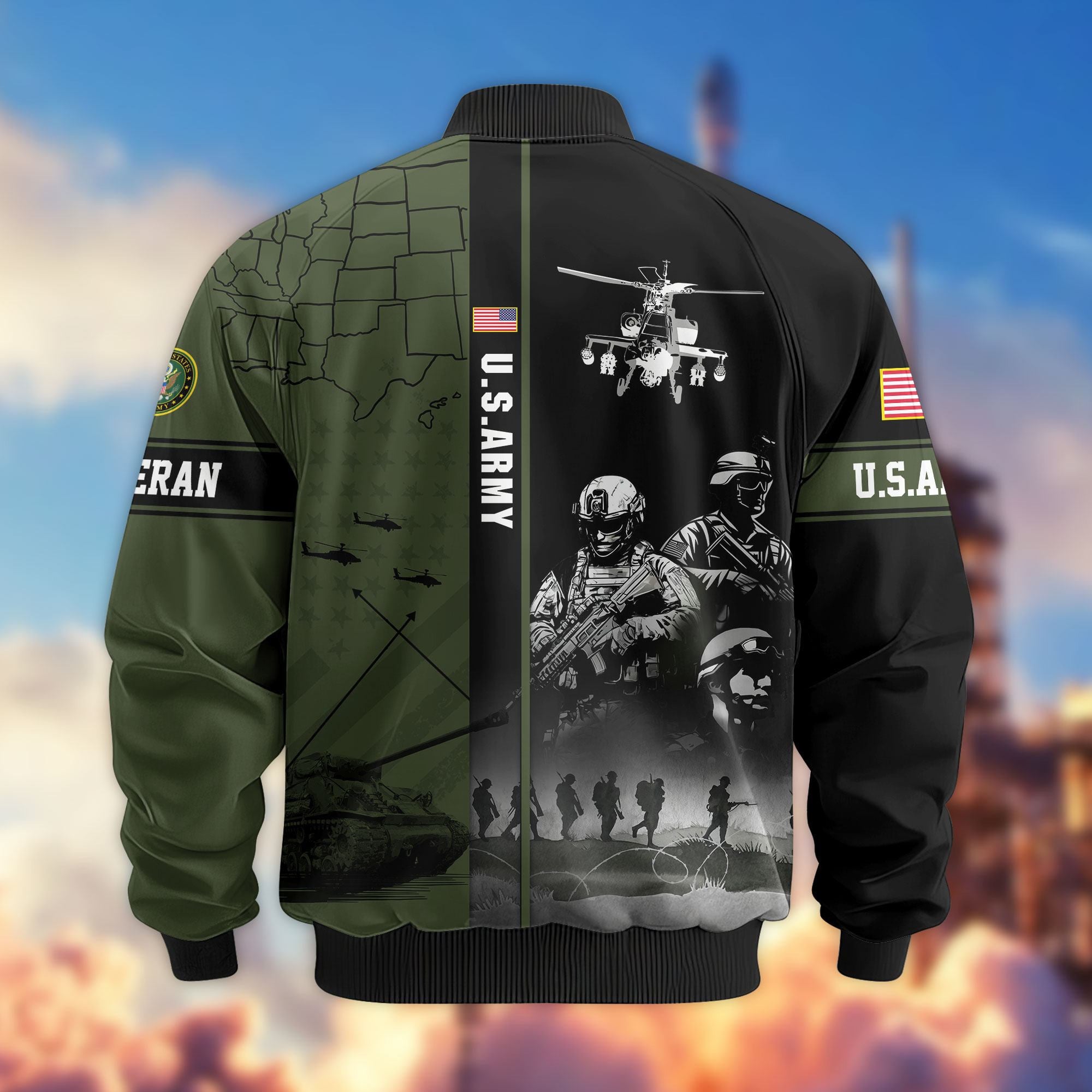 Premium US Veterans Bomber Jacket, Gifts For US Veterans, Gifts For Veterans Day