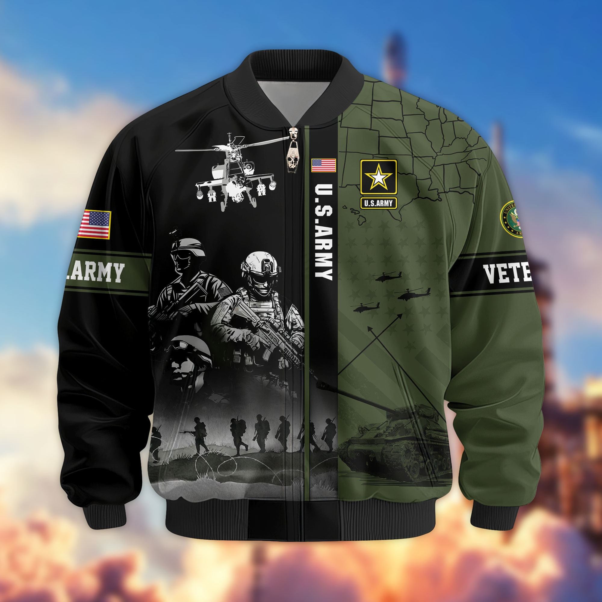 Premium US Veterans Bomber Jacket, Gifts For US Veterans, Gifts For Veterans Day