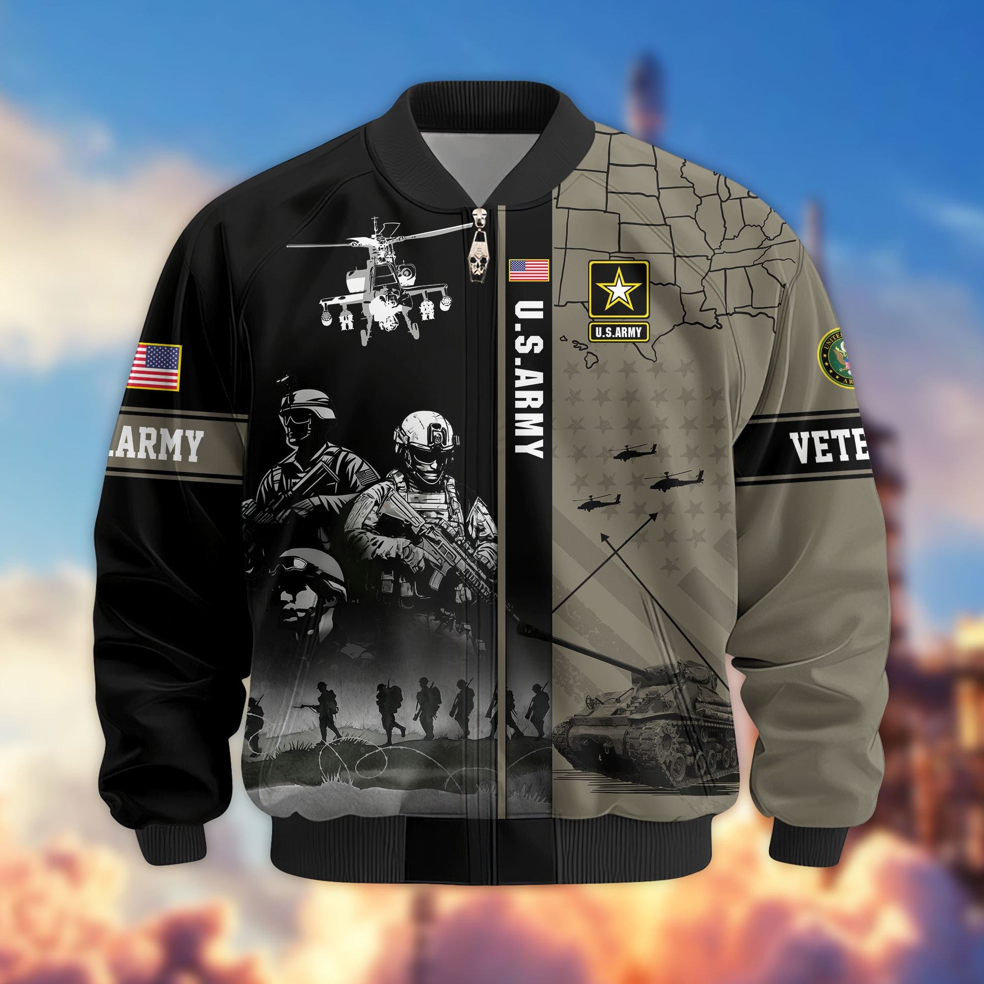 Premium US Veterans Bomber Jacket, Gifts For US Veterans, Gifts For Veterans Day