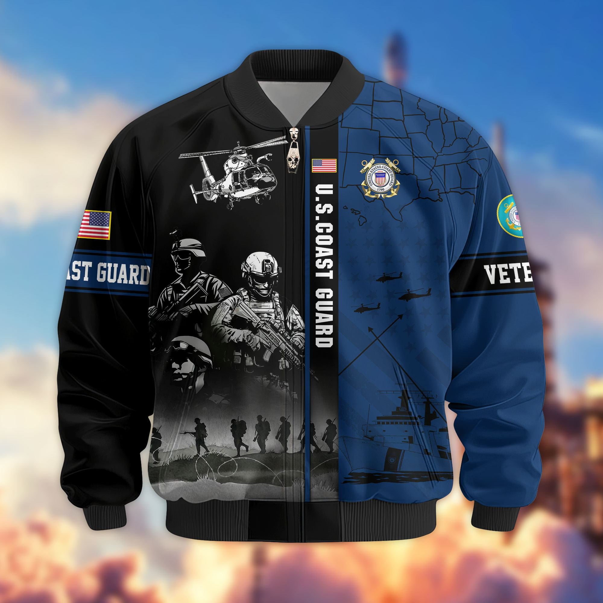 Premium US Veterans Bomber Jacket, Gifts For US Veterans, Gifts For Veterans Day