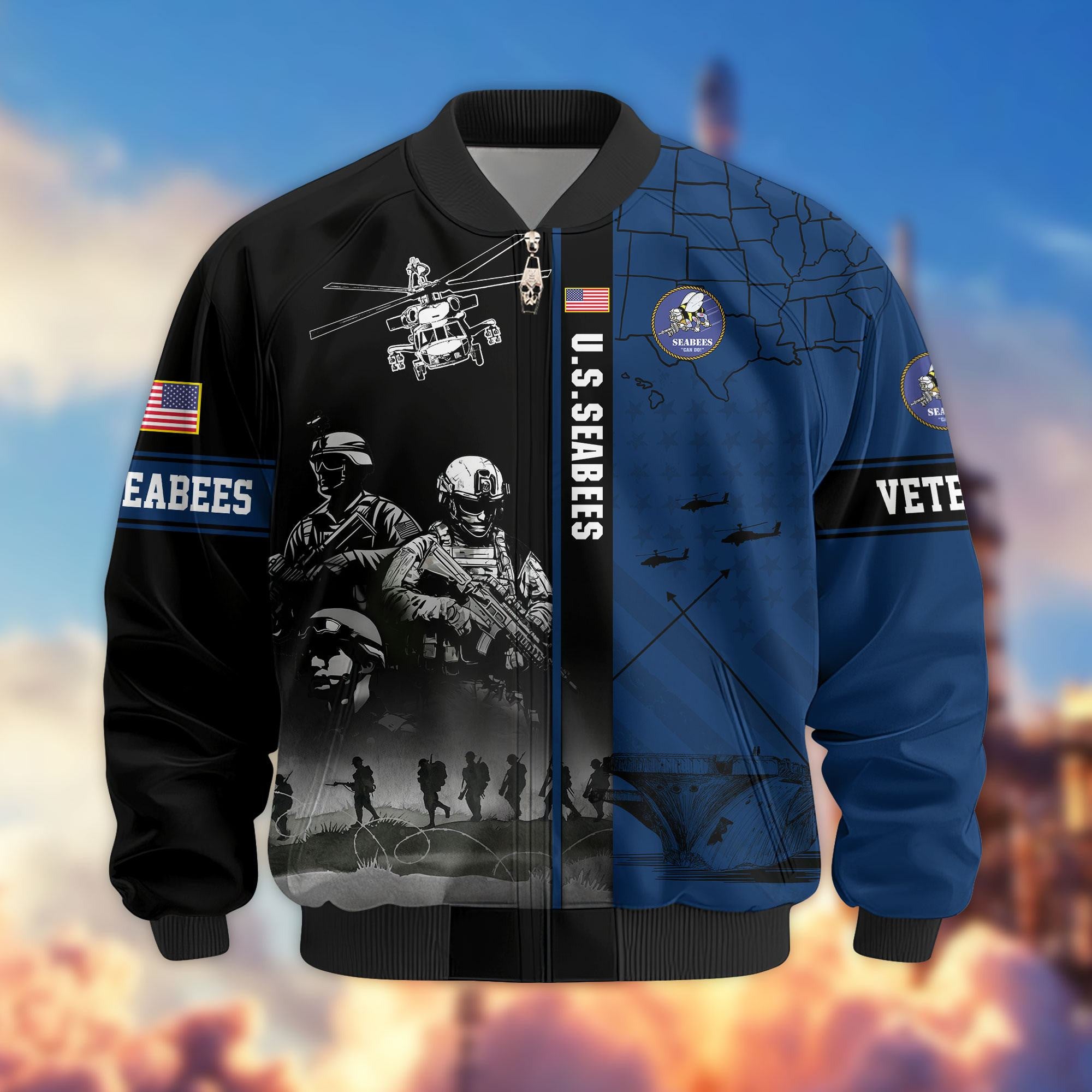 Premium US Veterans Bomber Jacket, Gifts For US Veterans, Gifts For Veterans Day