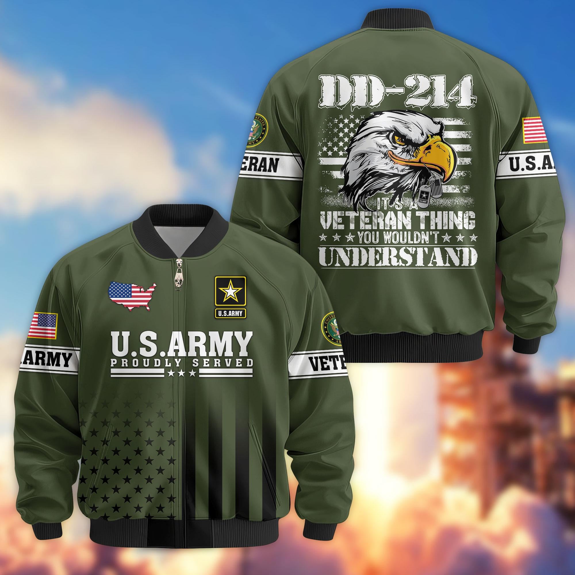 Premium US Veterans Bomber Jacket, Gifts For US Veterans