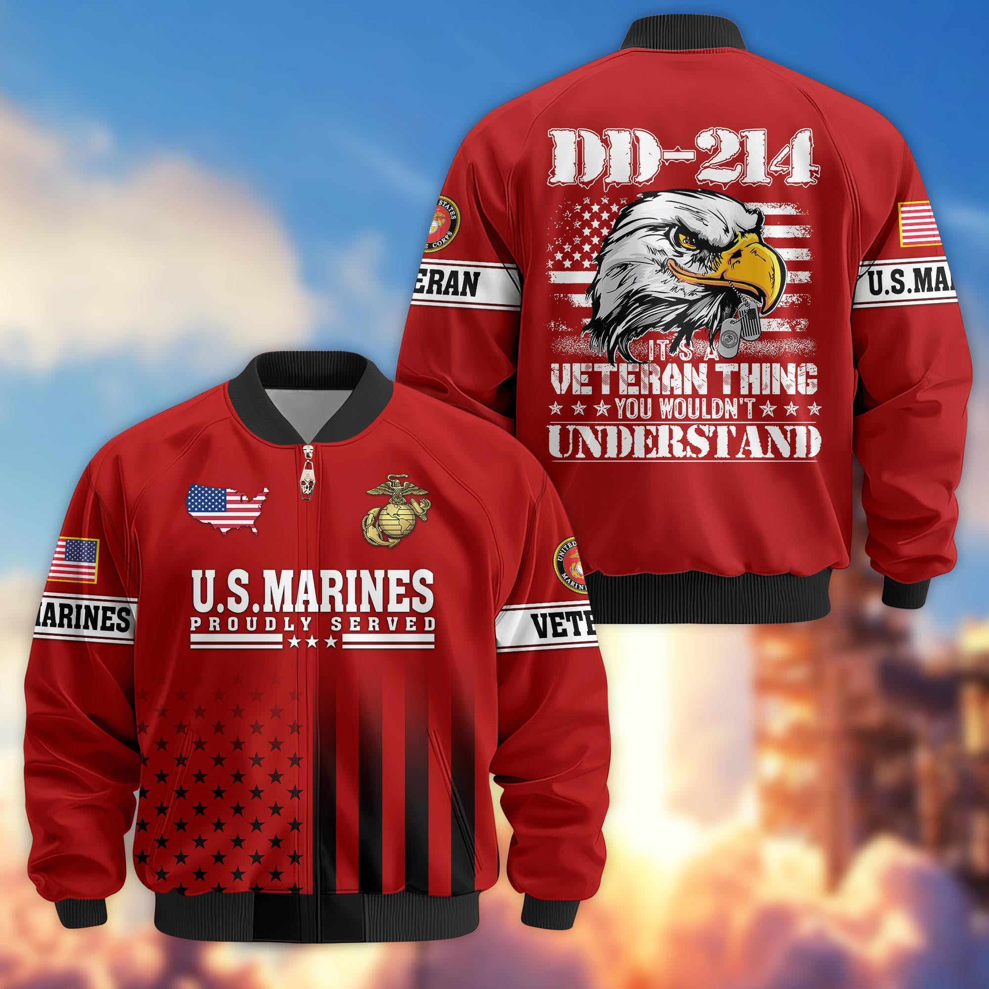 Premium US Veterans Bomber Jacket, Gifts For US Veterans