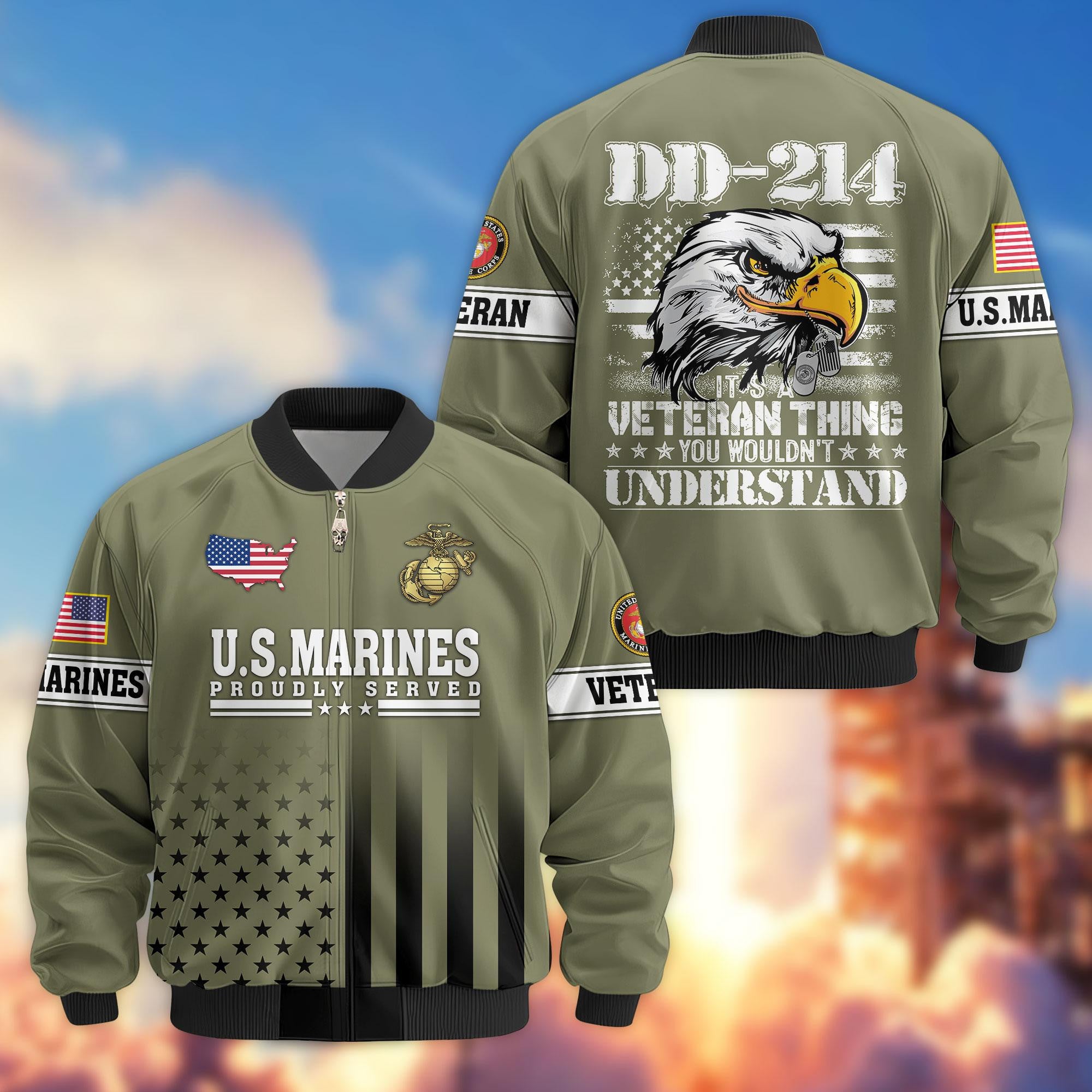 Premium US Veterans Bomber Jacket, Gifts For US Veterans