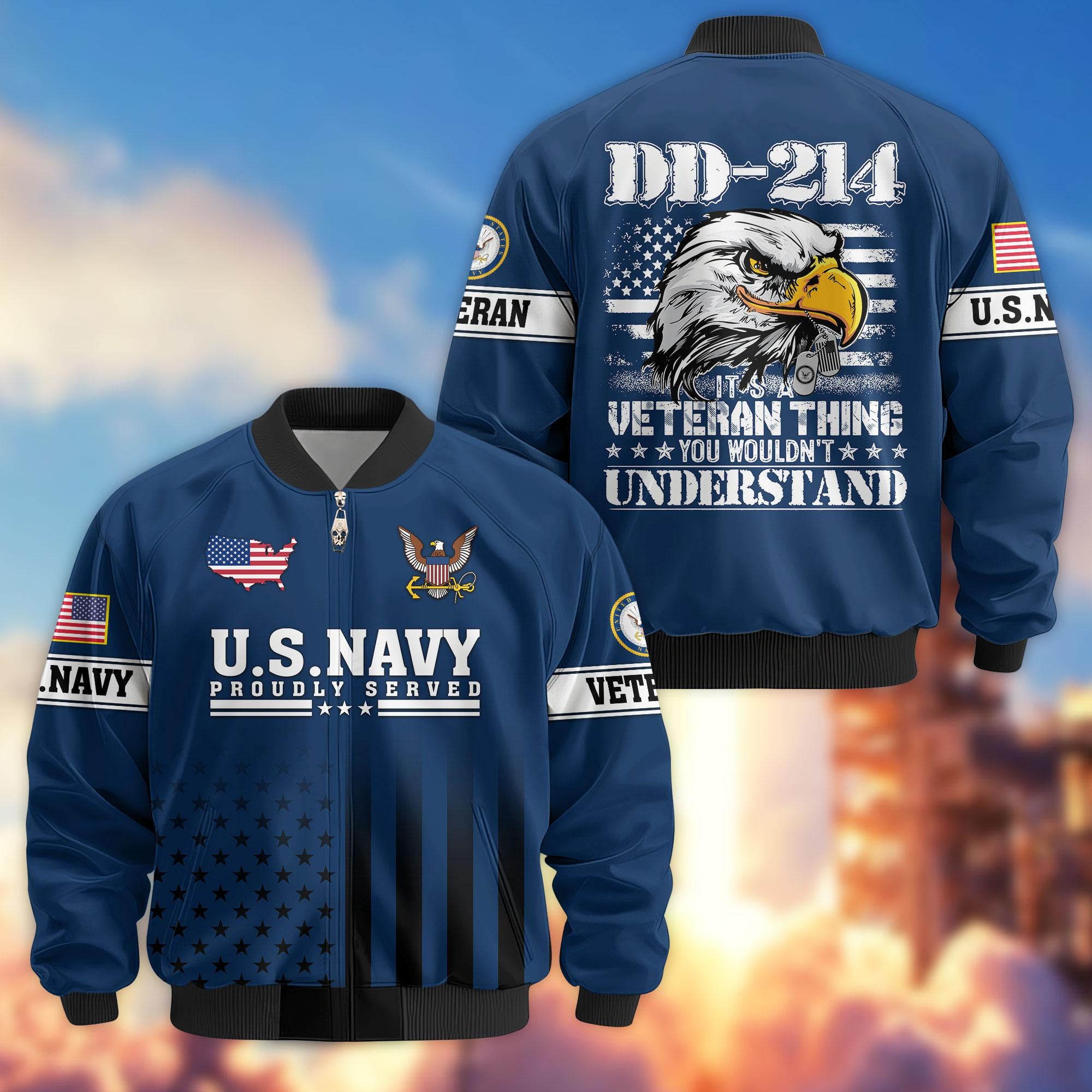 Premium US Veterans Bomber Jacket, Gifts For US Veterans