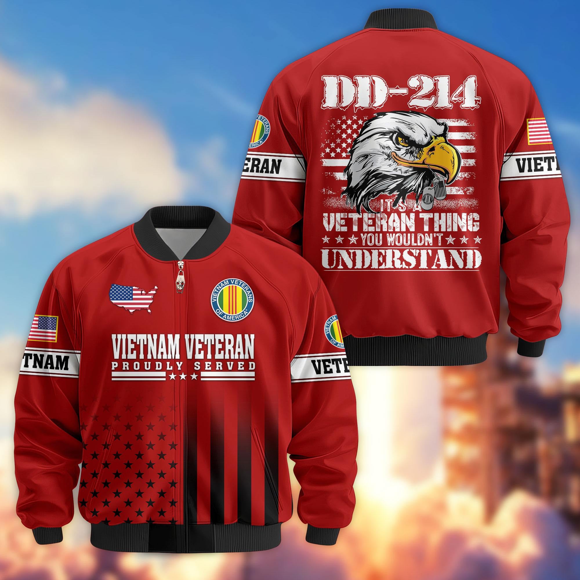 Premium US Veterans Bomber Jacket, Gifts For US Veterans