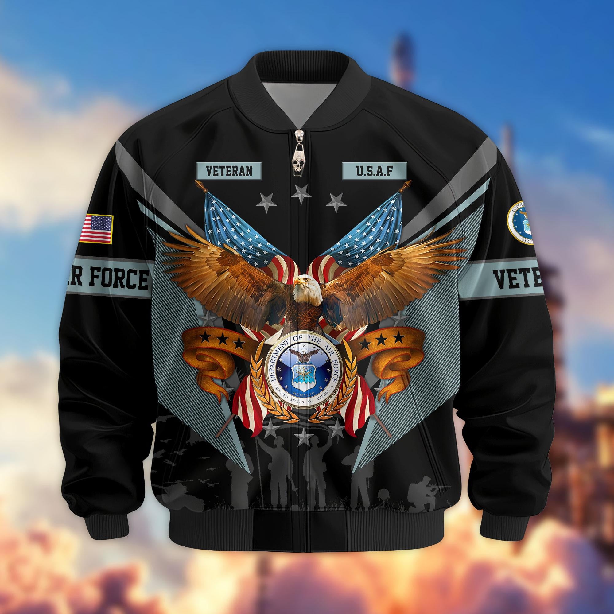 Premium US Veterans Bomber Jacket, Gifts For US Veterans