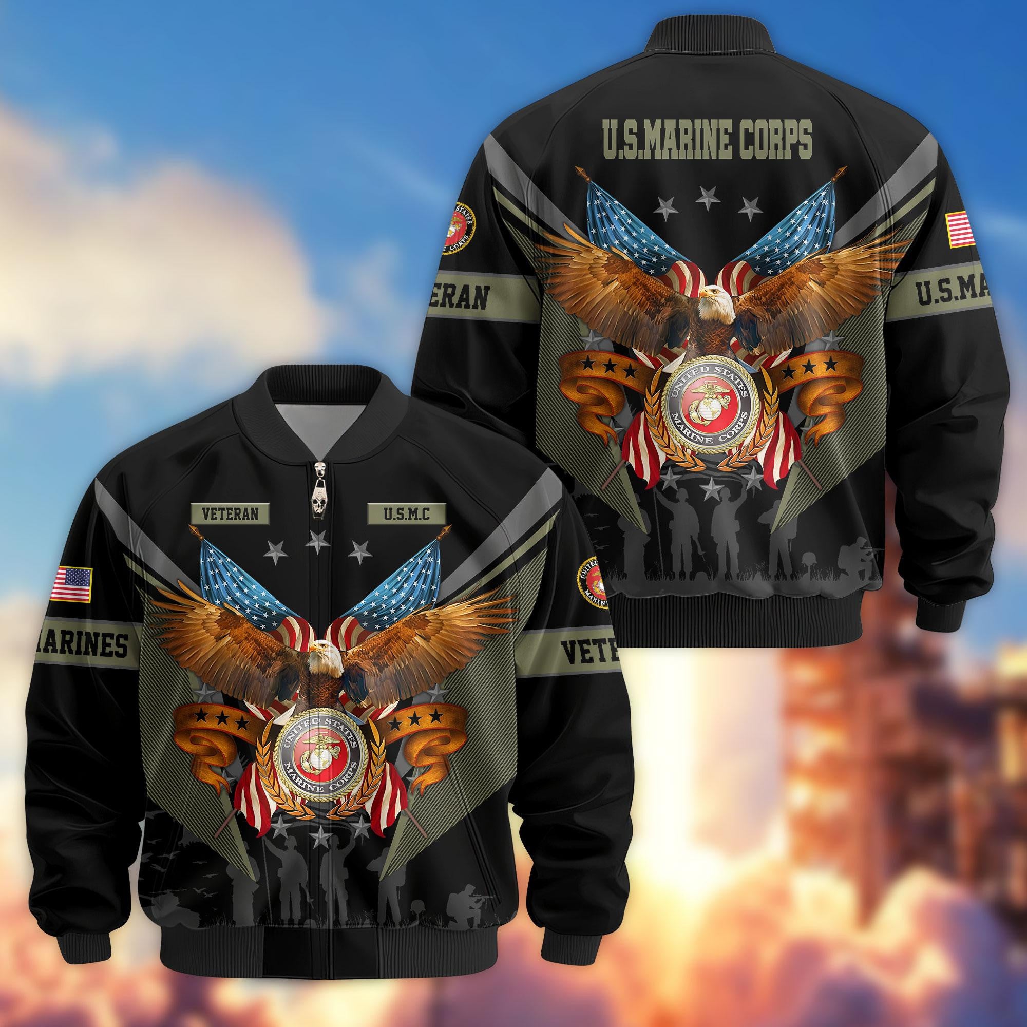 Premium US Veterans Bomber Jacket, Gifts For US Veterans
