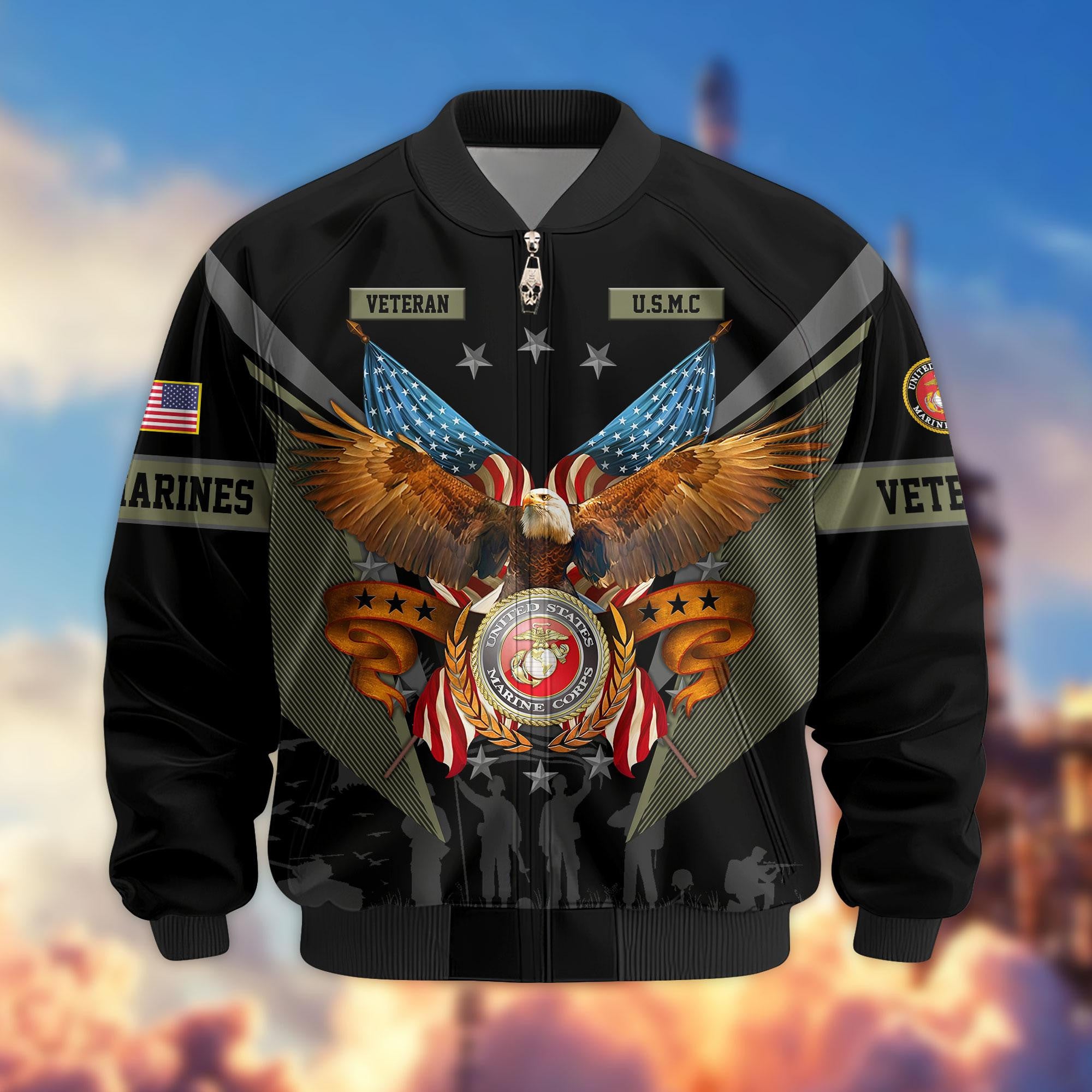 Premium US Veterans Bomber Jacket, Gifts For US Veterans