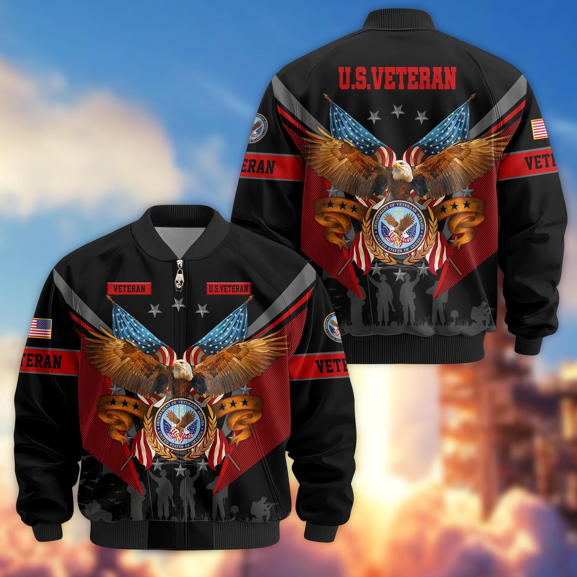 Premium US Veterans Bomber Jacket, Gifts For US Veterans
