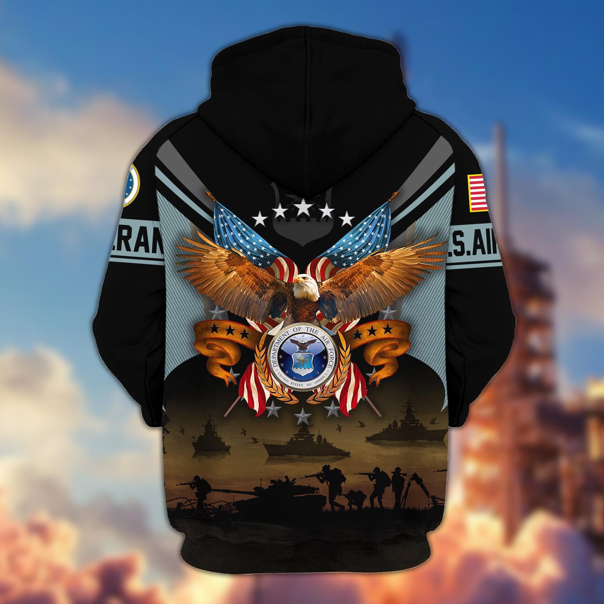 Premium US Veterans Zip Hoodie, Gifts For US Veterans