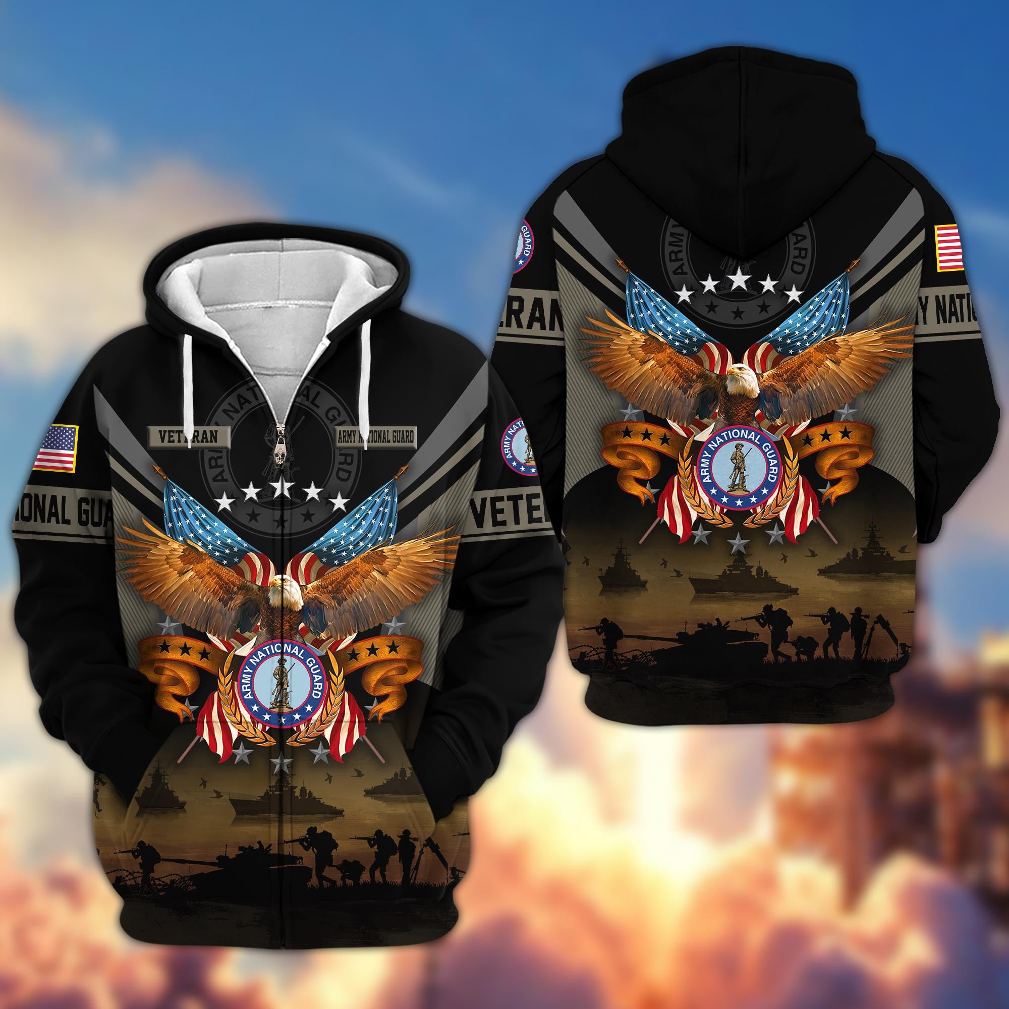 Premium US Veterans Zip Hoodie, Gifts For US Veterans