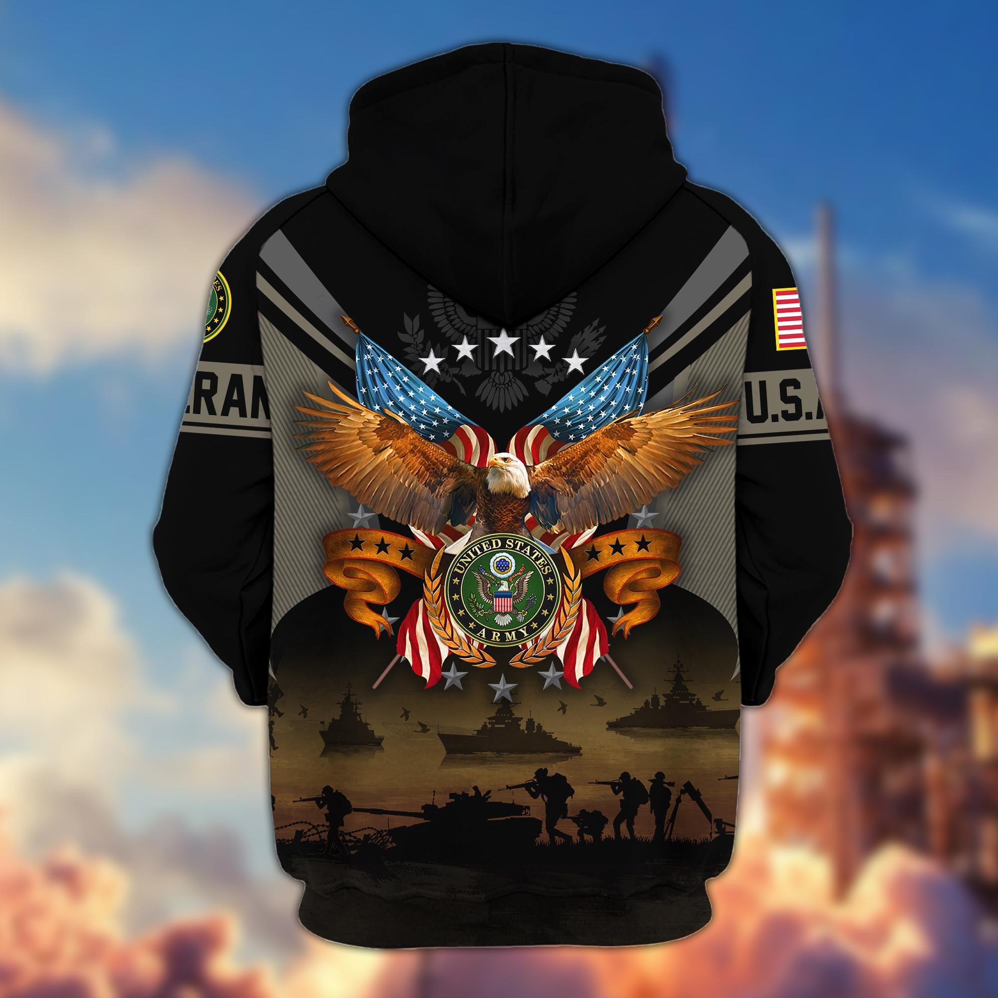 Premium US Veterans Zip Hoodie, Gifts For US Veterans