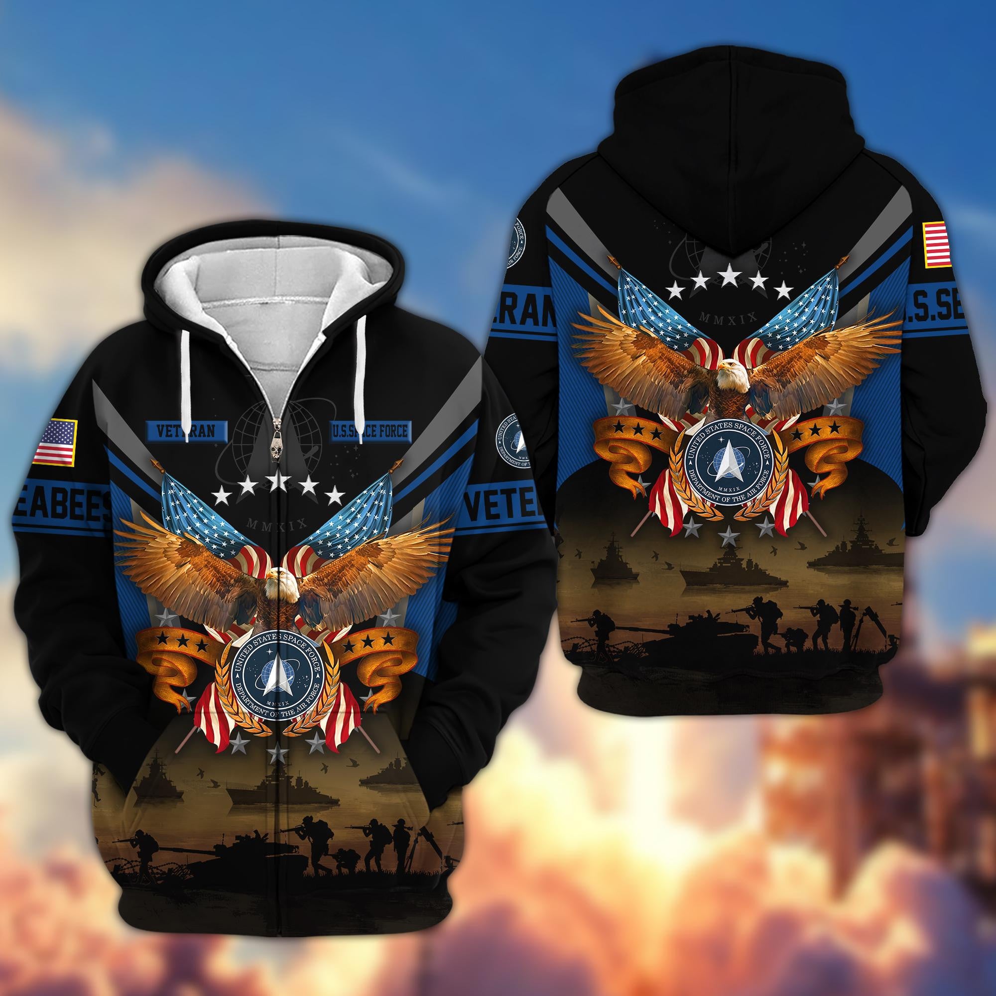Premium US Veterans Zip Hoodie, Gifts For US Veterans